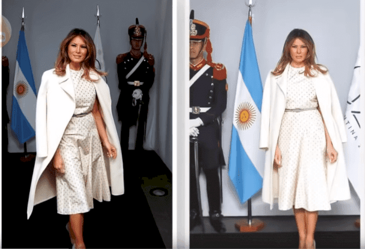 Melanie Trump avec une robe élégante | Source : YouTube/ TV News 24h Melanie Trump avec une robe élégante | Source : YouTube/ TV News 24h