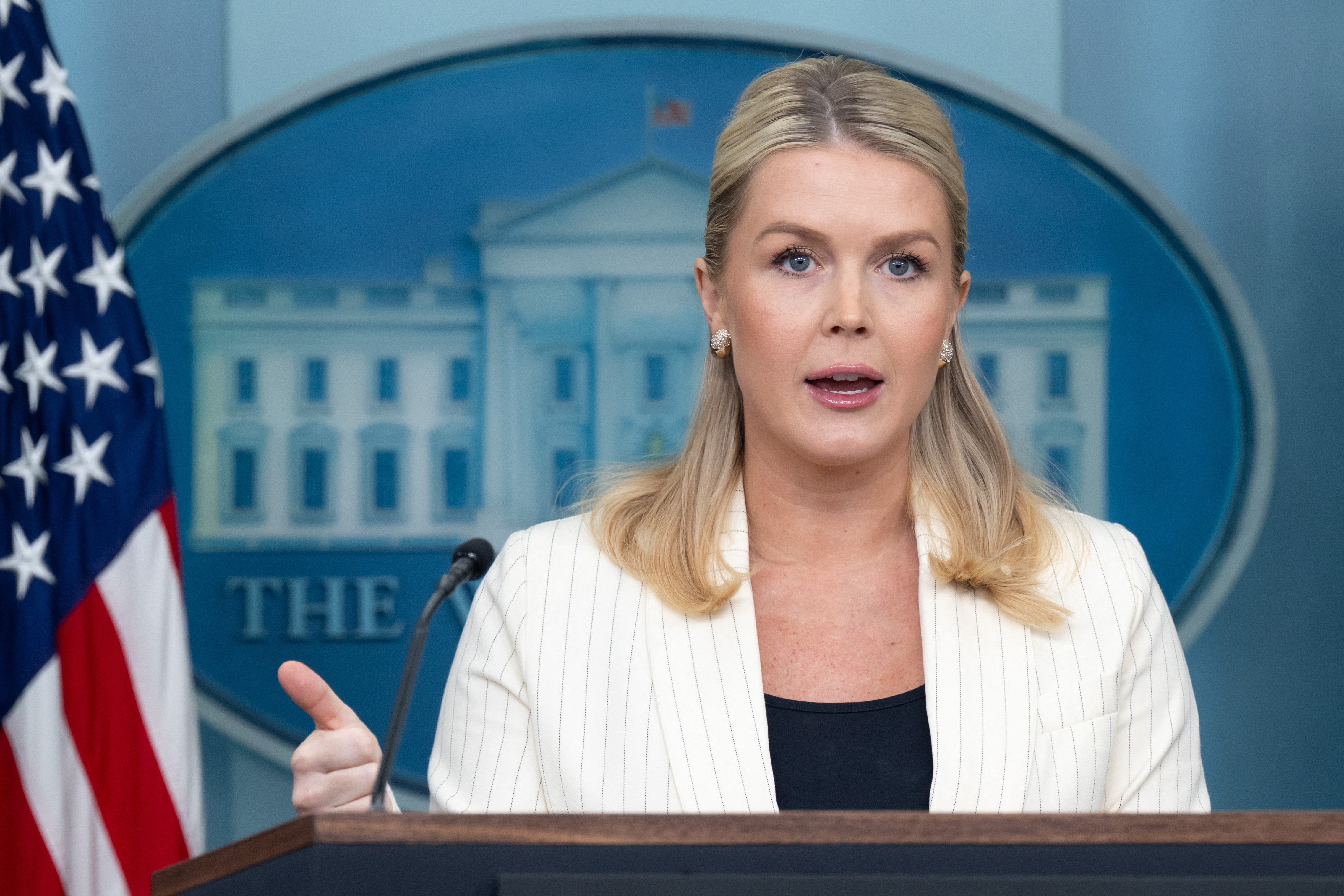 Karoline Leavitt speaks during a White House press briefing in Washington, D.C., February 10, 2026 | Source: Getty Images