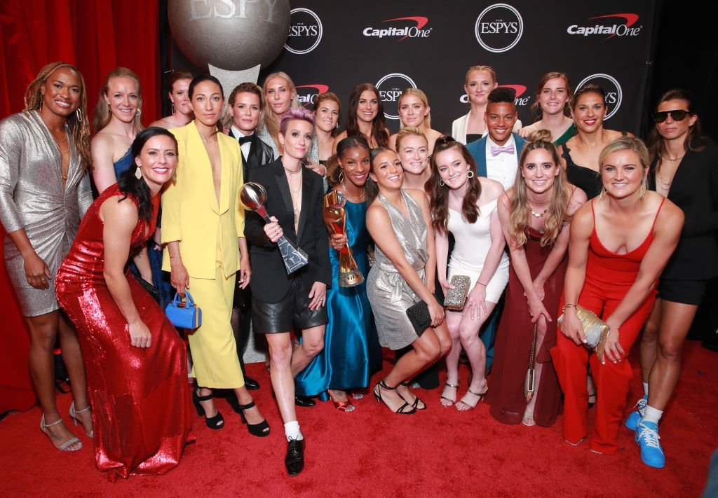 Members of the United States Women's National Soccer Team, winners of the Best Team award, pose during The 2019 ESPYs at Microsoft Theater | Getty Images