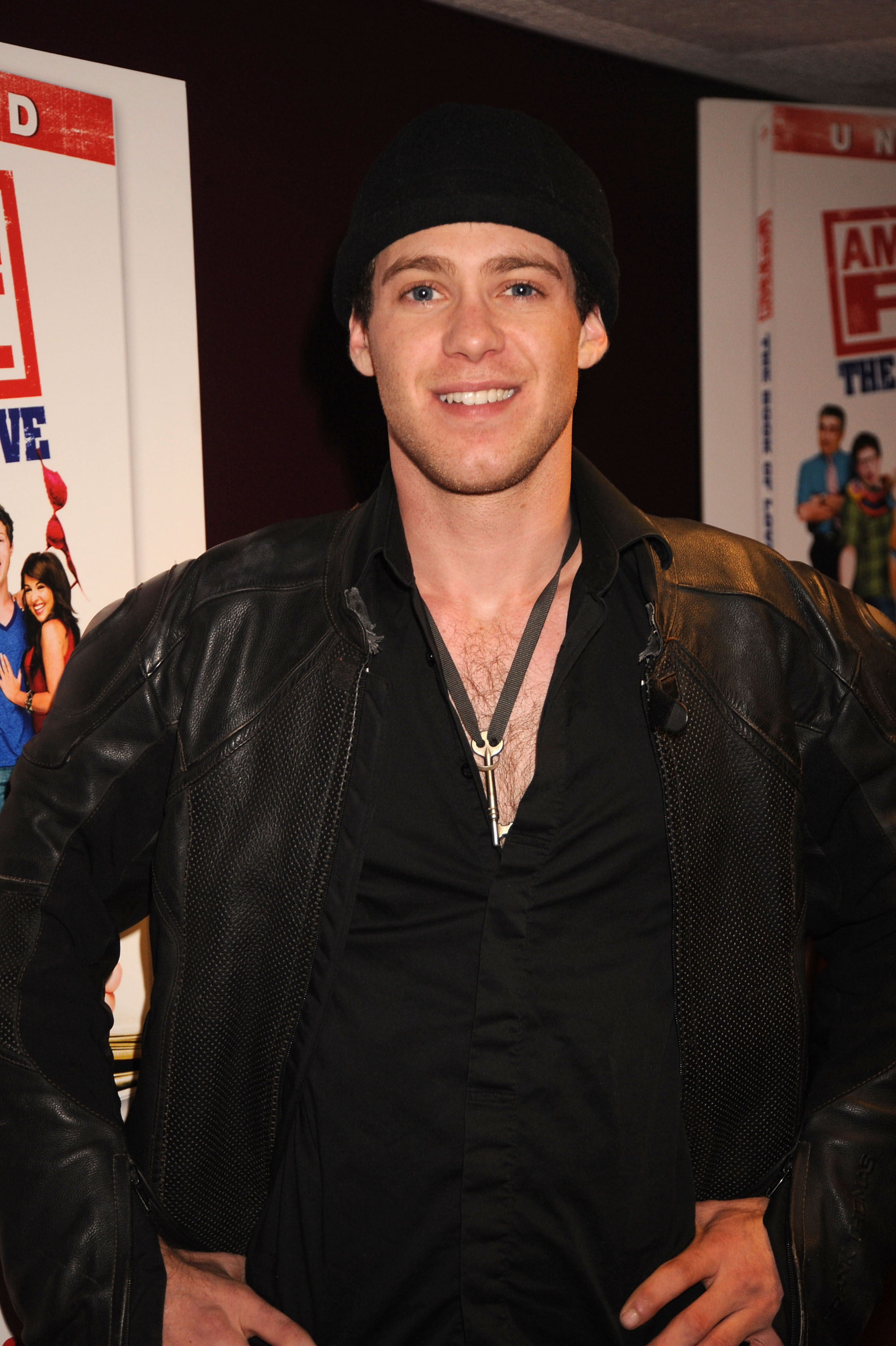 Bug Hall strikes a brooding pose in a black leather jacket and slouchy beanie as he attends the glitzy celebration of American Pie Presents: The Book Of Love Blu-ray and DVD release in Santa Monica, California, on 2 December 2009 — a far cry from the off-grid life he now leads.