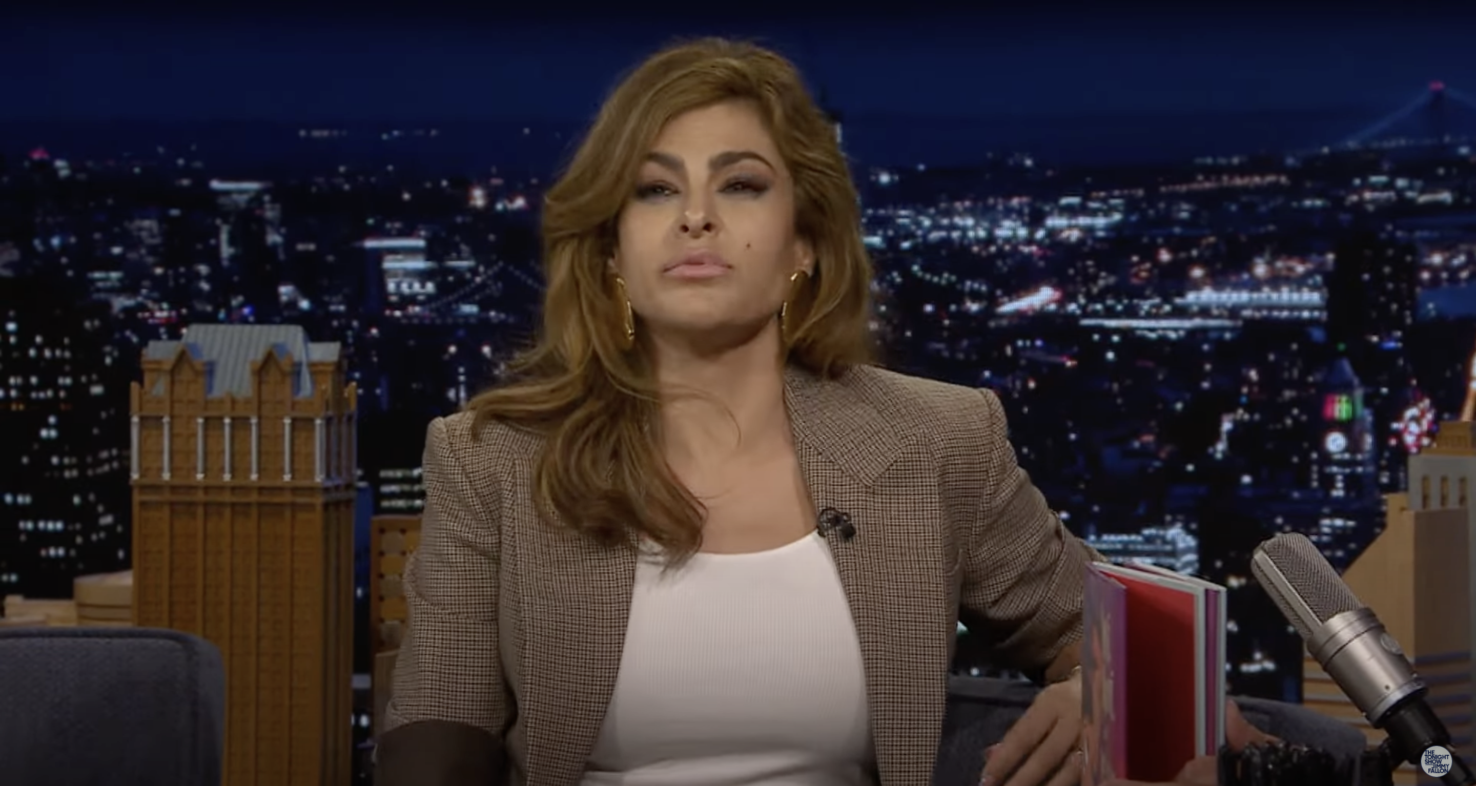 Eva Mendes on "The Tonight Show Starring Jimmy Fallon," promoting her new children's book, from a YouTube video, dated September 19, 2024 | Source: Youtube/@fallontonight