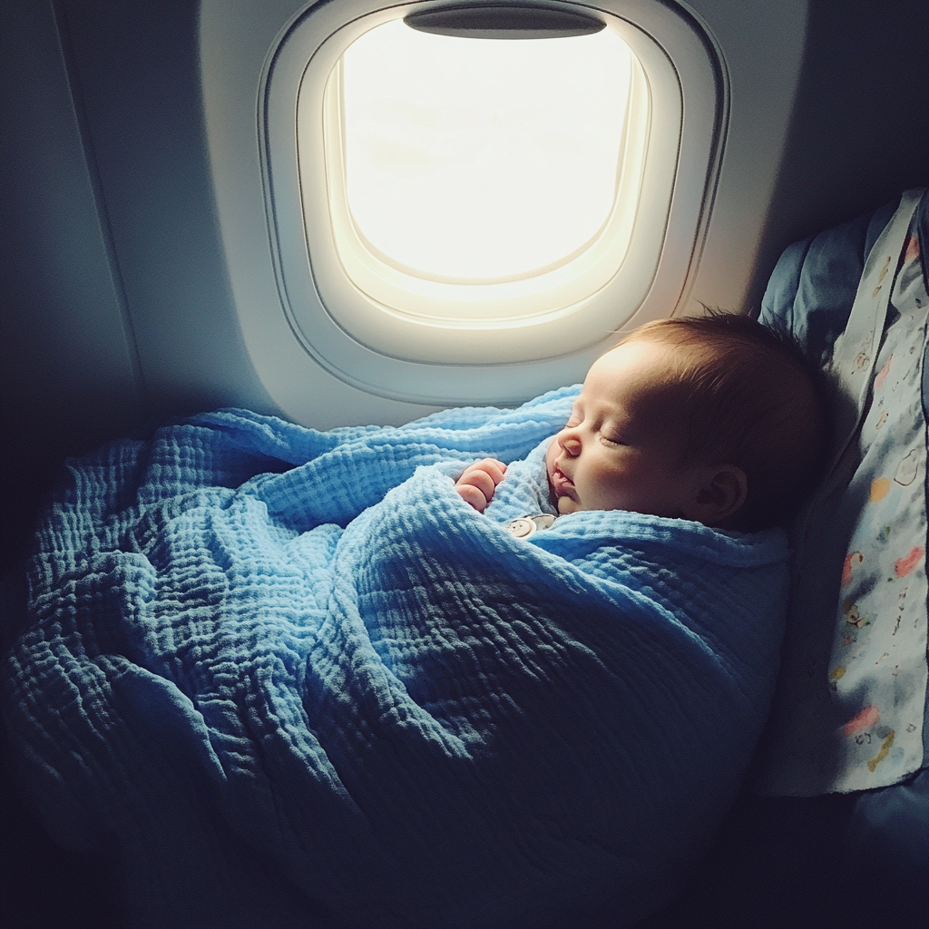 A newborn baby in an airplane | Source: Midjourney