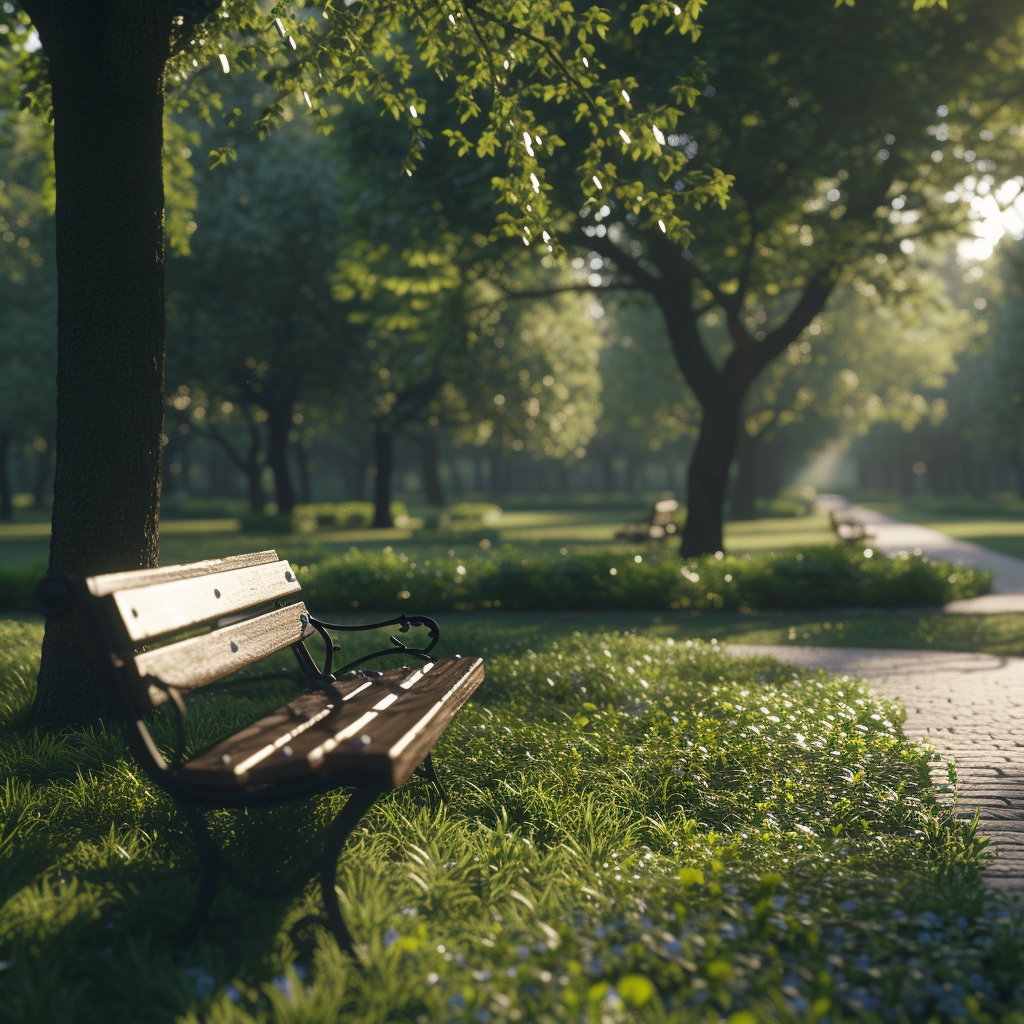 An empty park bench | Source: Midjourney