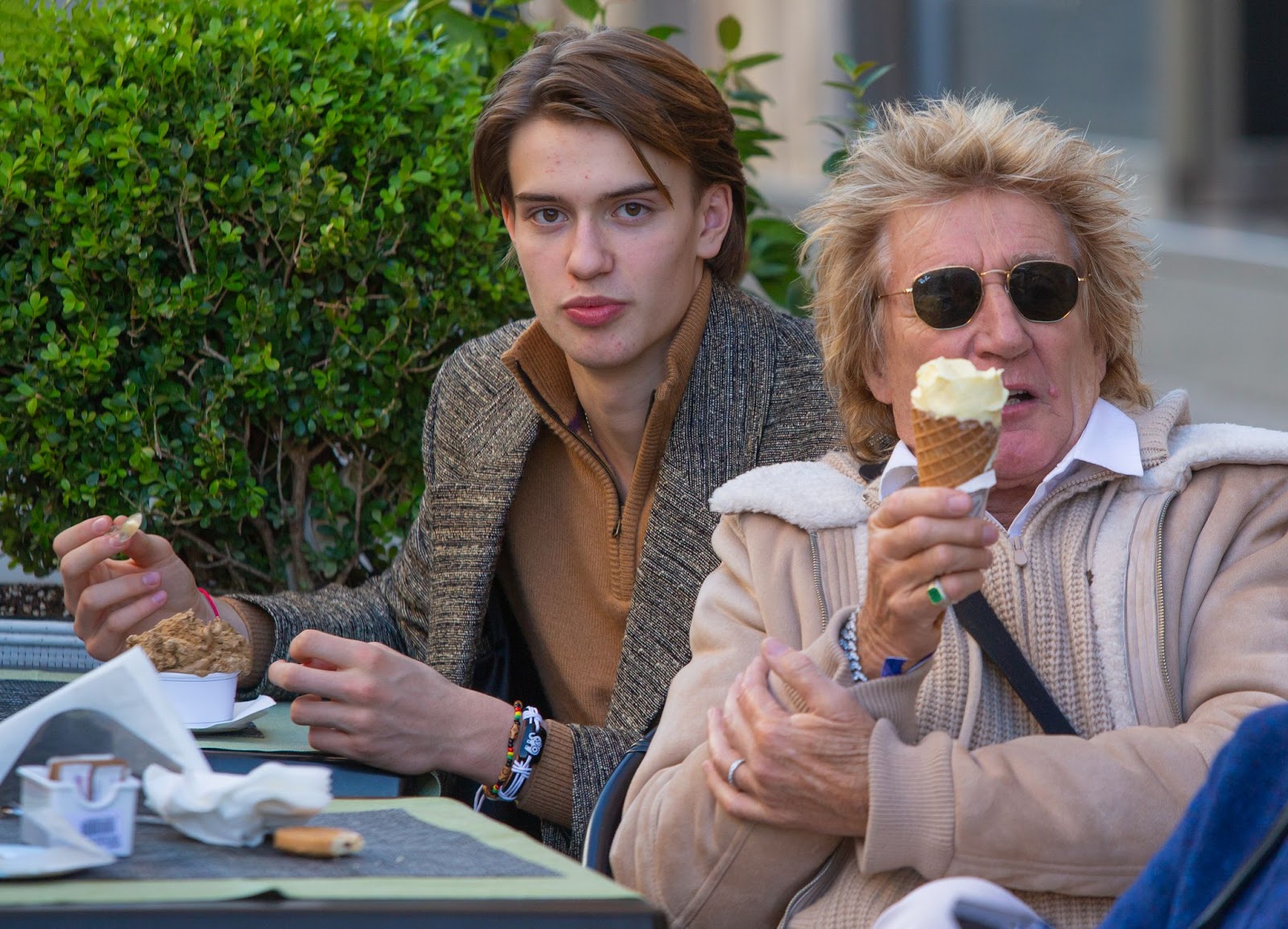 Alastair and Rod Stewart photographed on November 29, 2023, in Rome, Italy. | Source: Getty Images