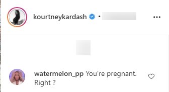 A fan's comment on Kourtney Kardashian's picture of her posing in a bikini. | Photo: Instagram/Kourtneykardashian