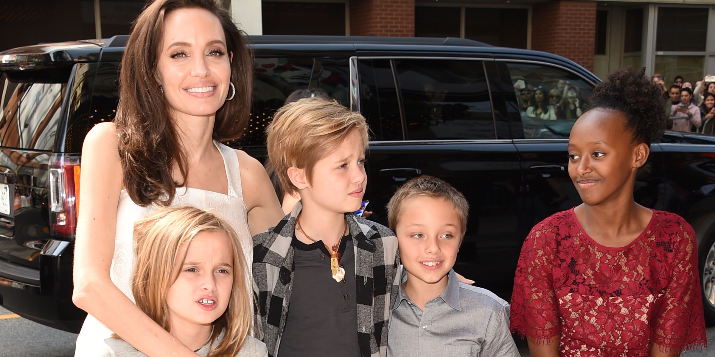 Angelina Jolie with her children Zahara, Shiloh, Vivienne, and Knox | Source: Getty Images