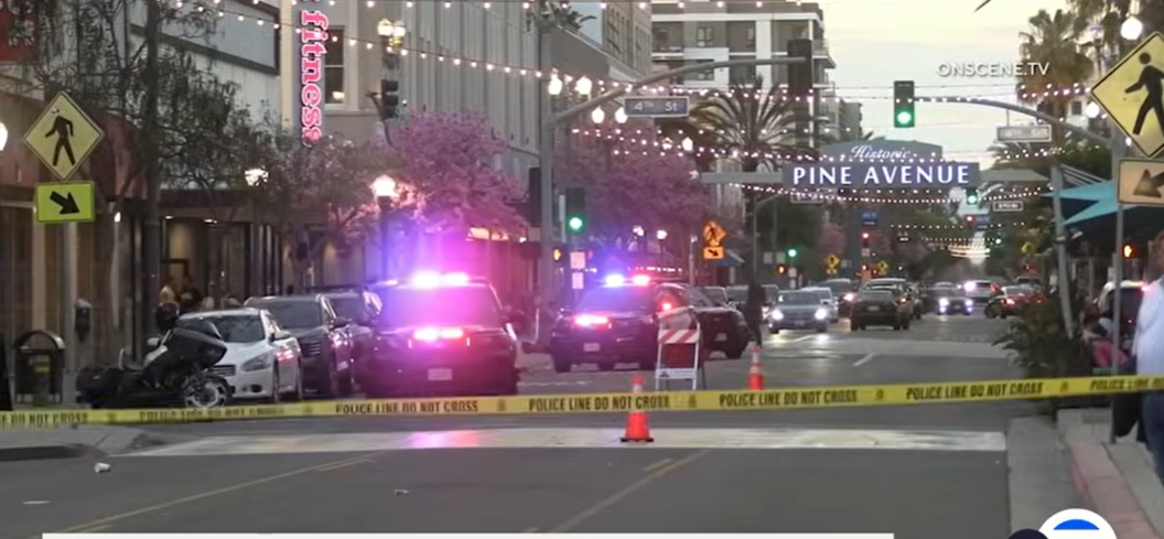 Police block off Pine Avenue with yellow tape | Source: YouTube/@ABC7