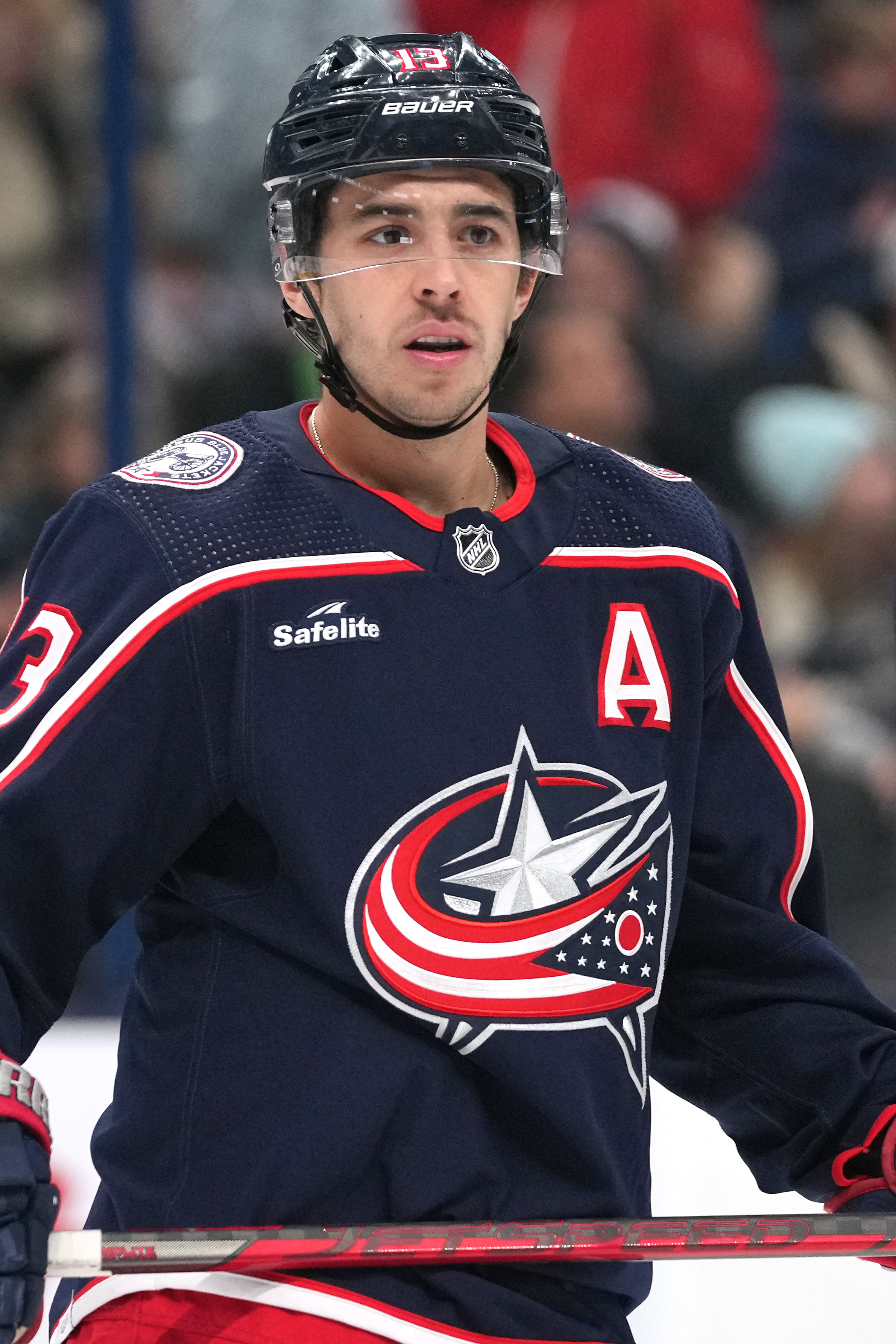 Johnny Gaudreau during a game between the Vancouver Canucks and the Columbus Blue Jackets in Columbus, Ohio on January 15, 2024 | Source: Getty Images