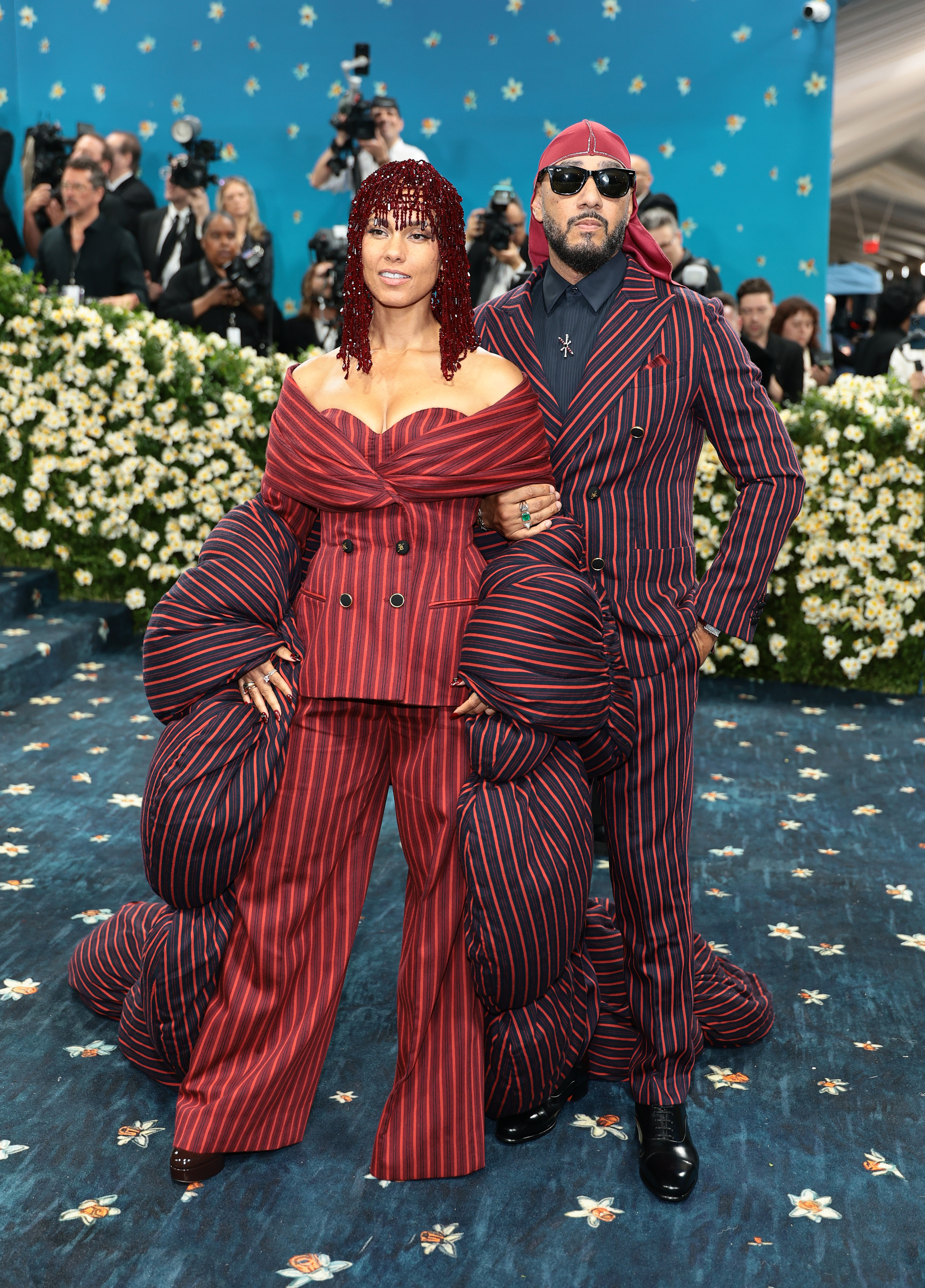 Alicia Keys and Swizz Beatz at the Met Gala Celebrating "Superfine: Tailoring Black Style" on May 5, 2025, in New York City. | Source: Getty Images