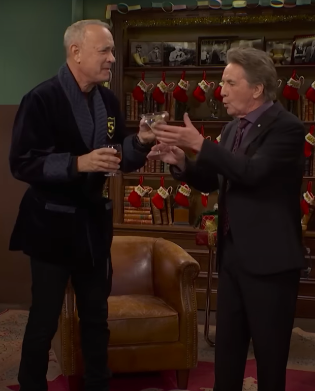 Tom Hanks passing Martin Short a drink. | Source: Saturday Night Live