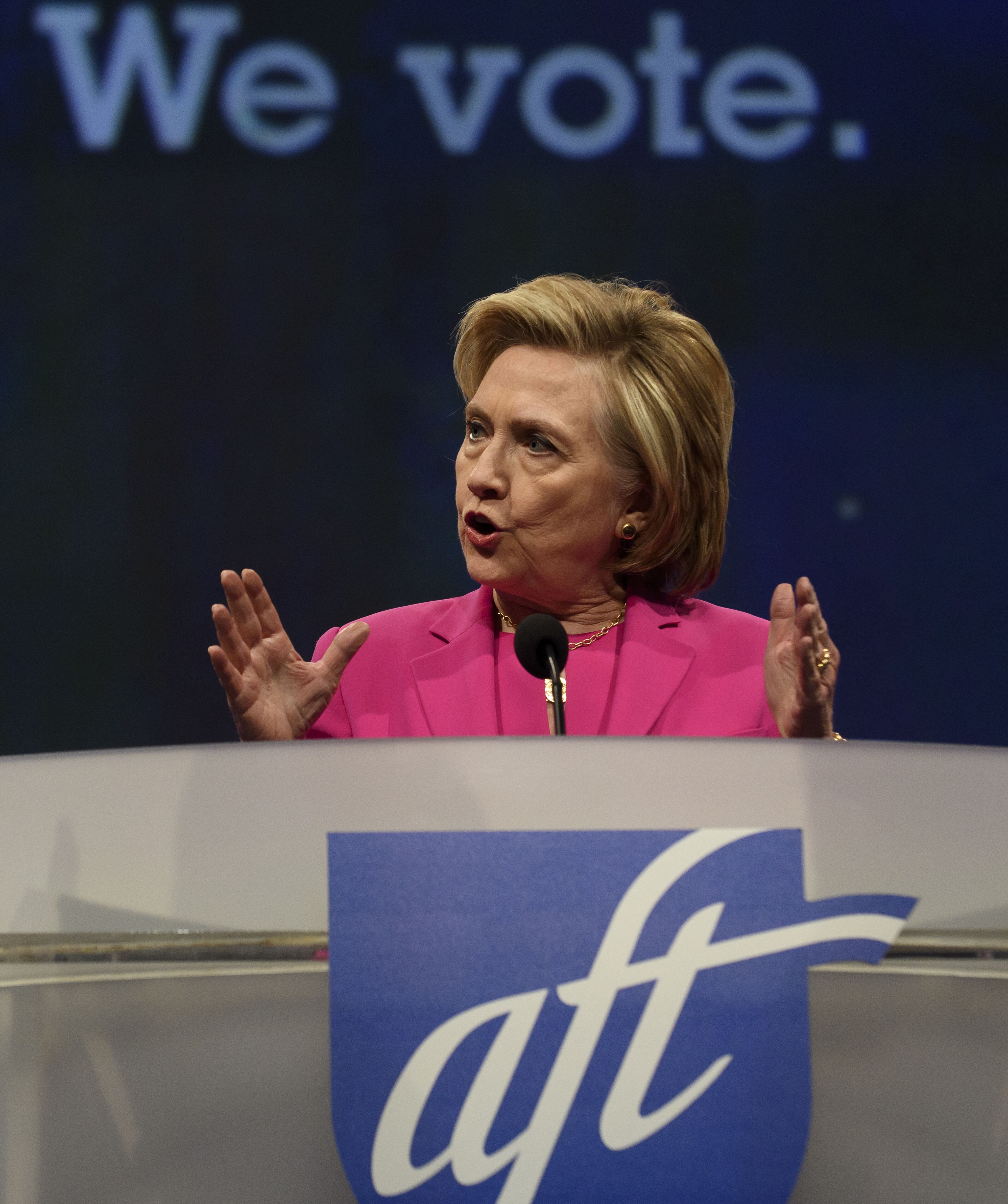 Hillary Clintonat the annual convention of the American Federation of Teachers in Pittsburgh in 2018 | Source: Getty Images