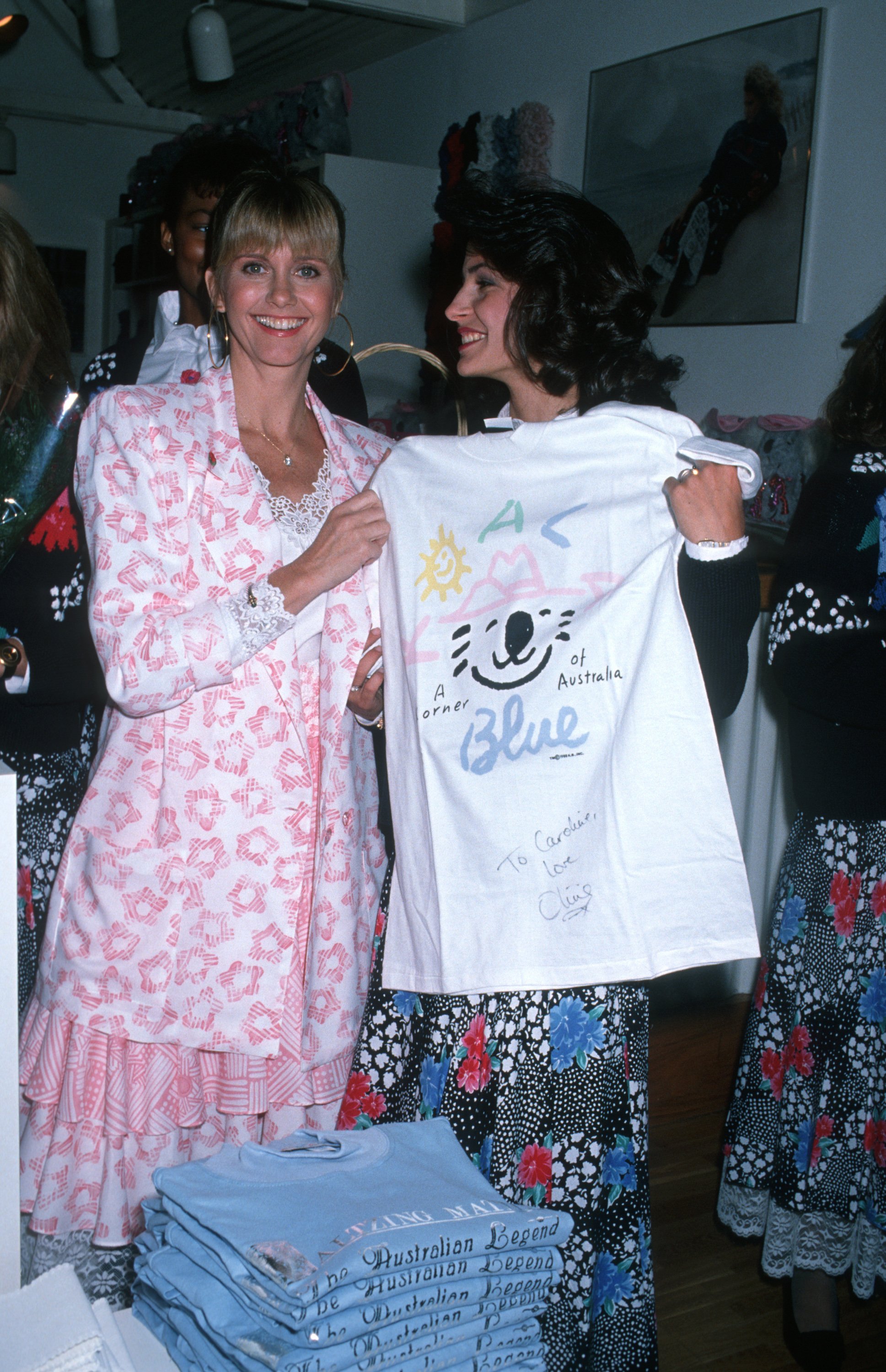 Olivia Newton John and Guest during Opening of Koala Blue - November 21, 1988 at Koala Blue in Hollywood, California, United States. | Source: Getty Images