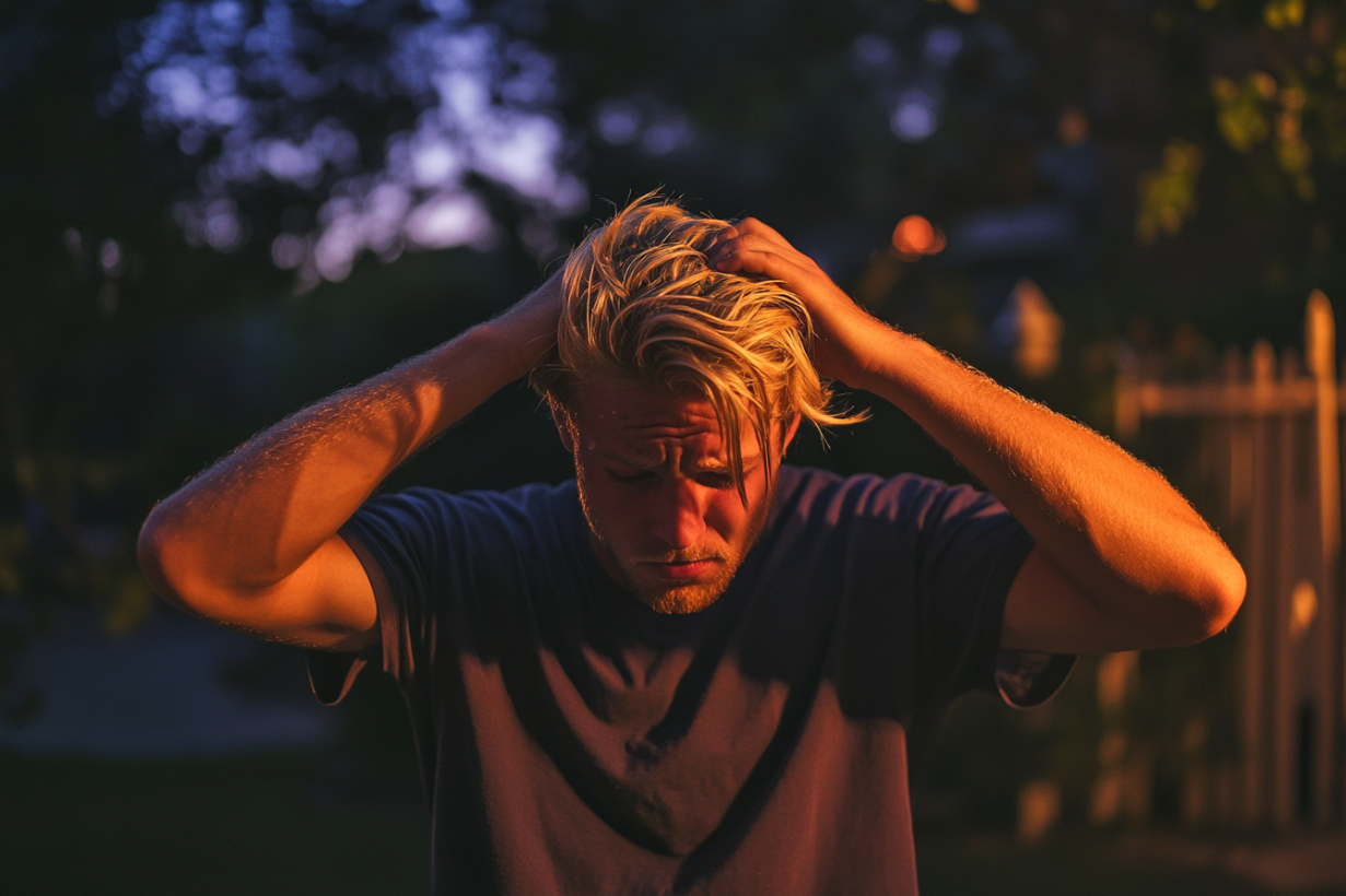 A man running his hands through his hair | Source: Midjourney