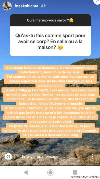 Capture d'écran de la story d'inès (Koh Lanta) sur son compte Instagram. | Photo : Instagram/ineskohlanta Capture d'écran de la story d'inès (Koh Lanta) sur son compte Instagram. | Photo : Instagram/ineskohlanta