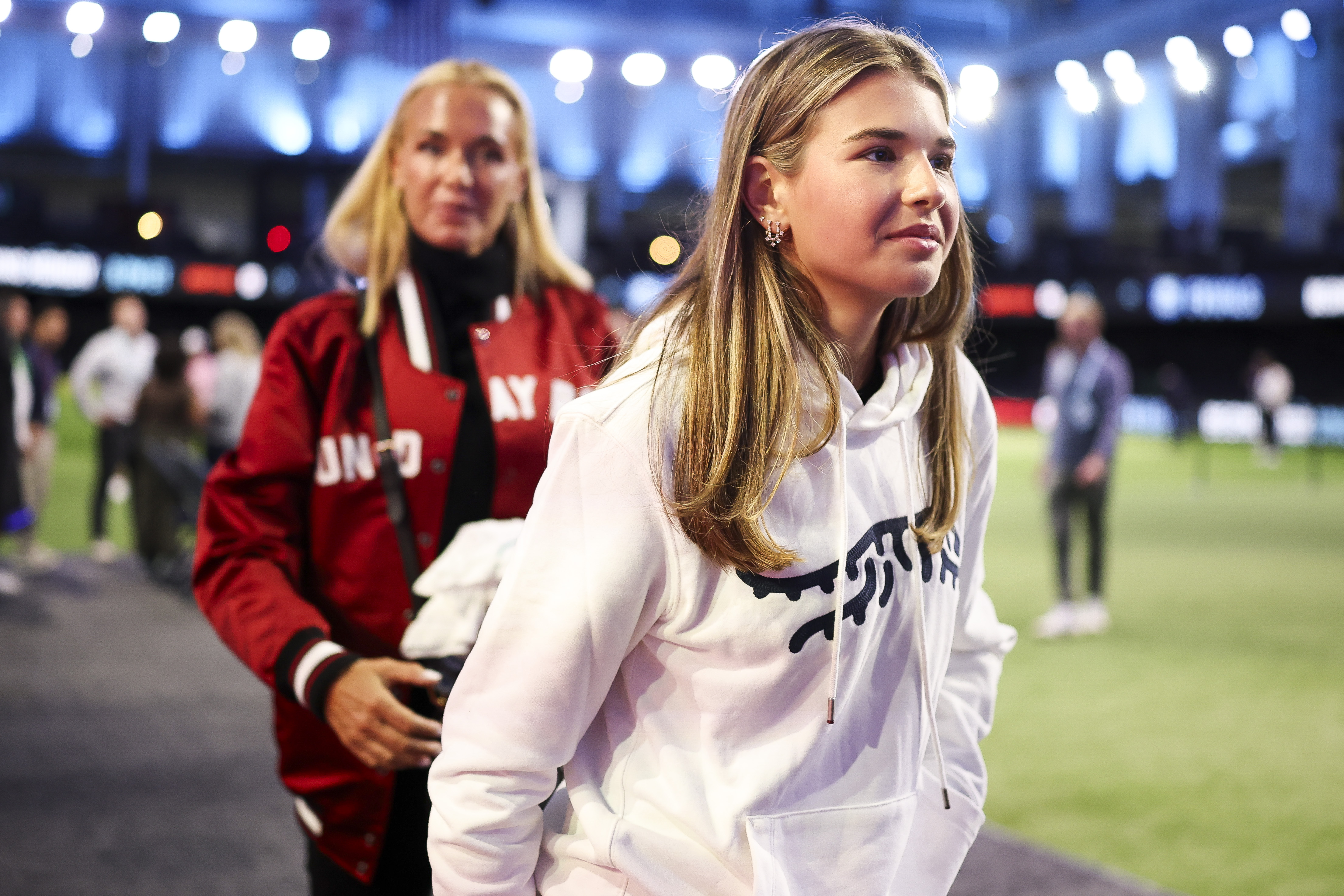 Kai Trump and Vanessa Trump look on after a match between Jupiter Links and Boston Common Golf at SoFi Center on March 17, 2026, in Palm Beach Gardens, Florida | Source: Getty Images