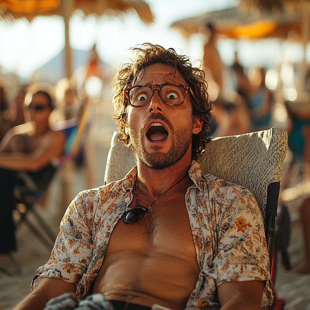 A shocked man near a pool | Source: Midjourney