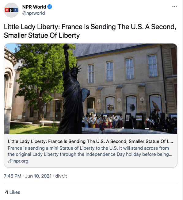 A screenshot of the new little lady liberty | Photo: twitter.com/NPR World