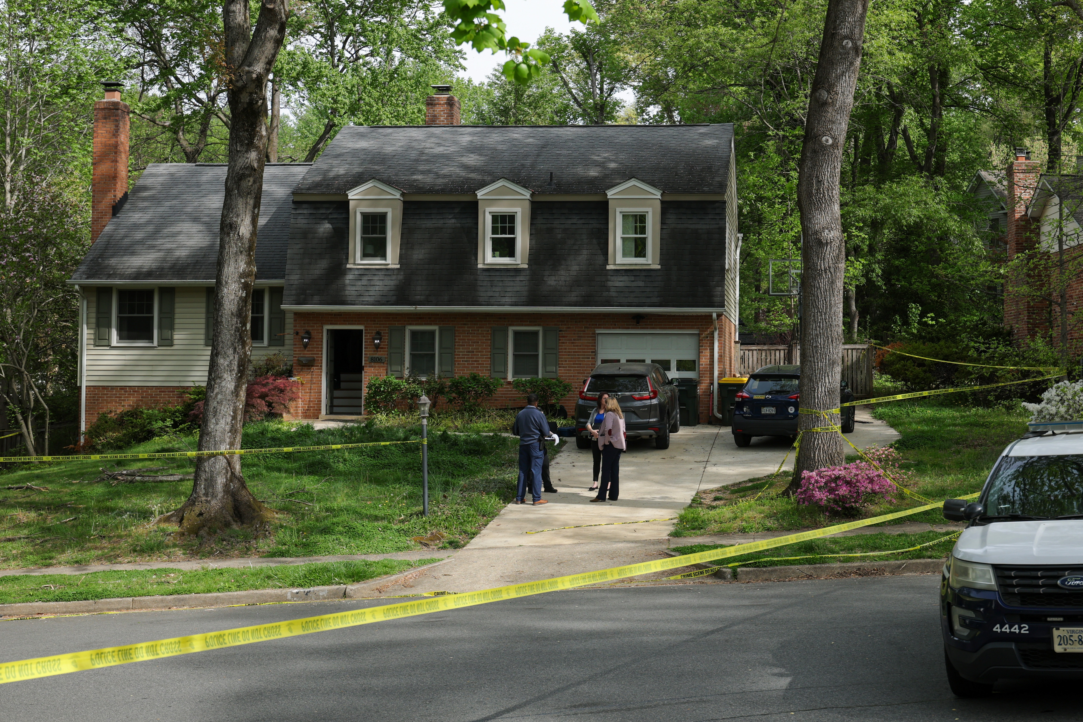 Another angle shows the Fairfax home behind police tape in Annandale, Virginia on April 16, 2026 | Source: Getty Images