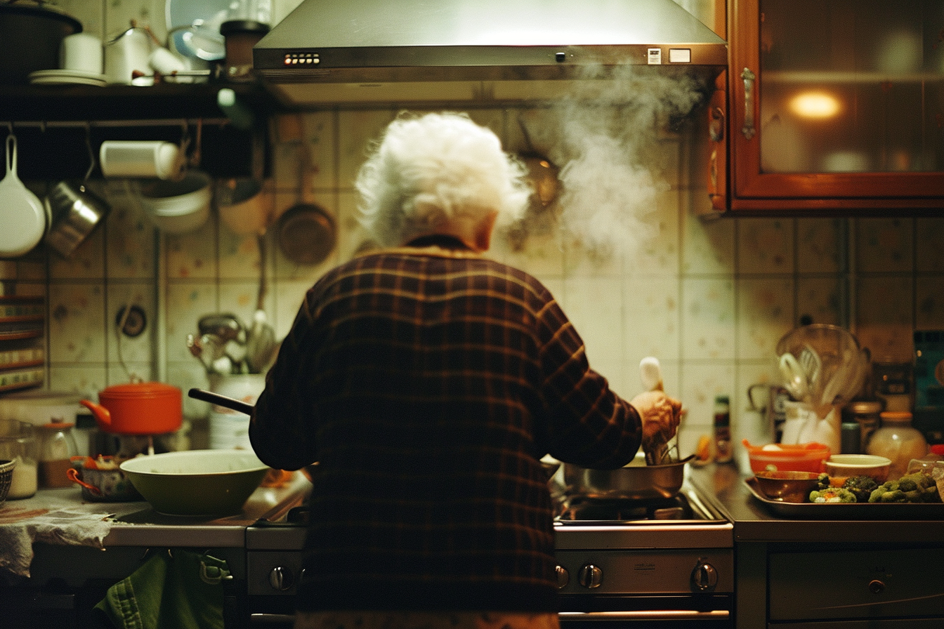 An old woman at the stove | Source: Midjourney