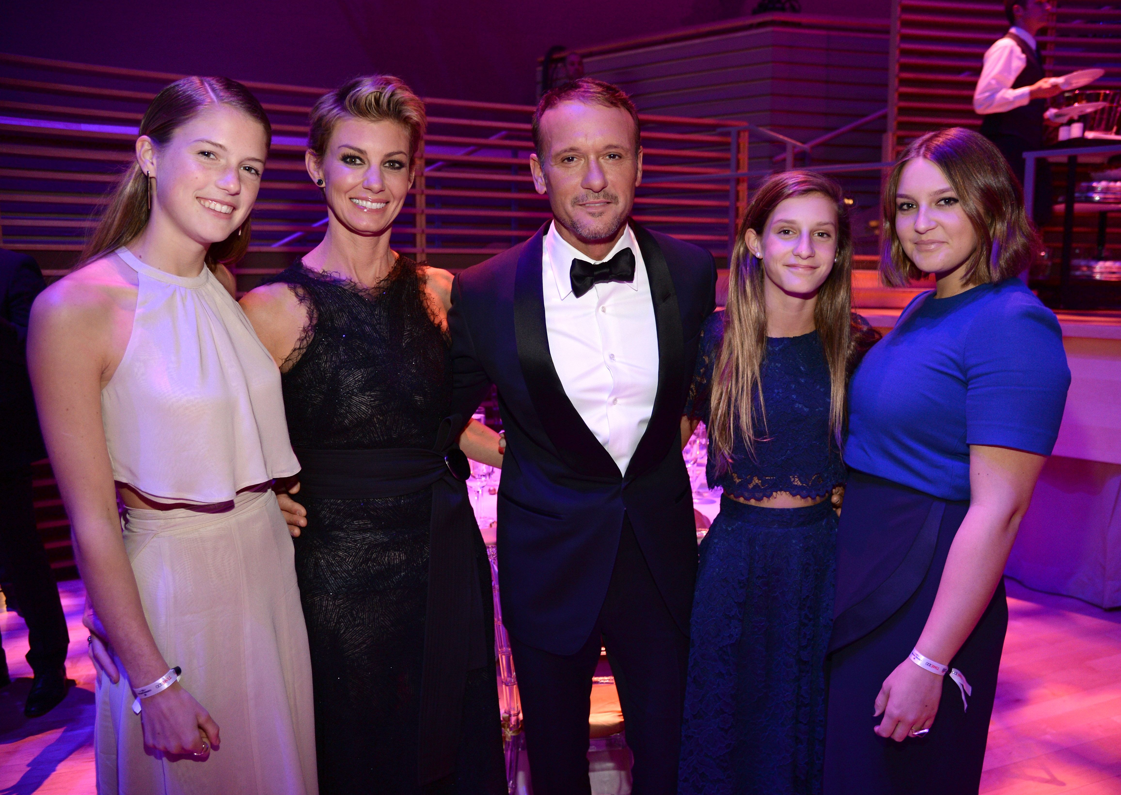 Gracie McGraw, Faith Hill, Tim McGraw, Audrey, and Maggie McGraw at TIME 100 Gala, TIME's 100 Most Influential People In The World at Jazz on April 21, 2015, in New York City | Photo: Getty Images