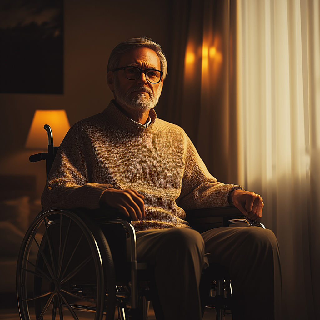 An older man in a wheelchair | Source: Midjourney