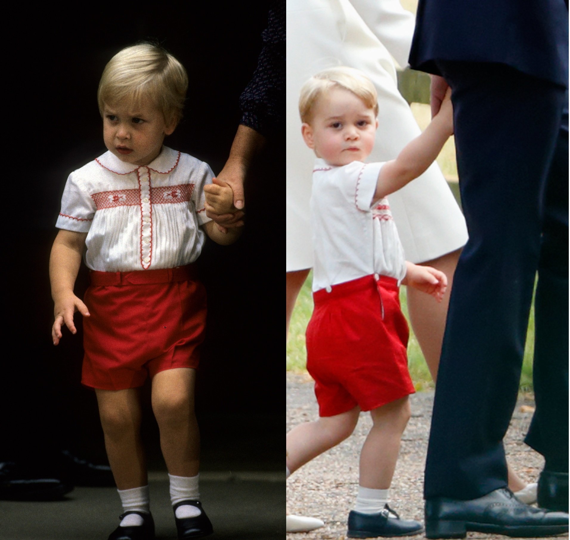 Príncipe William en Londres en septiembre de 1984. / Príncipe George en King's Lynn en julio de 2015. | Foto: Getty Images