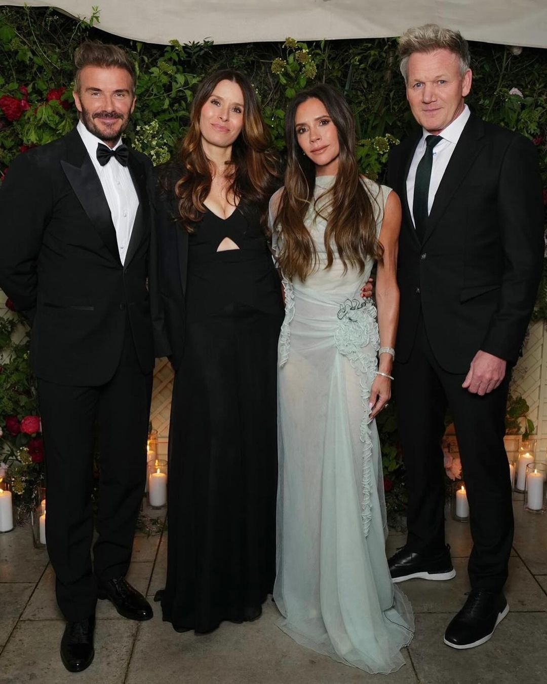 David Beckham, Tana Ramsay, Victoria Beckham, and Gordon Ramsay at Victoria's birthday Party in London, England, from a Instagram post dated April 22, 2024. | Source: Instagram/davidbeckham/