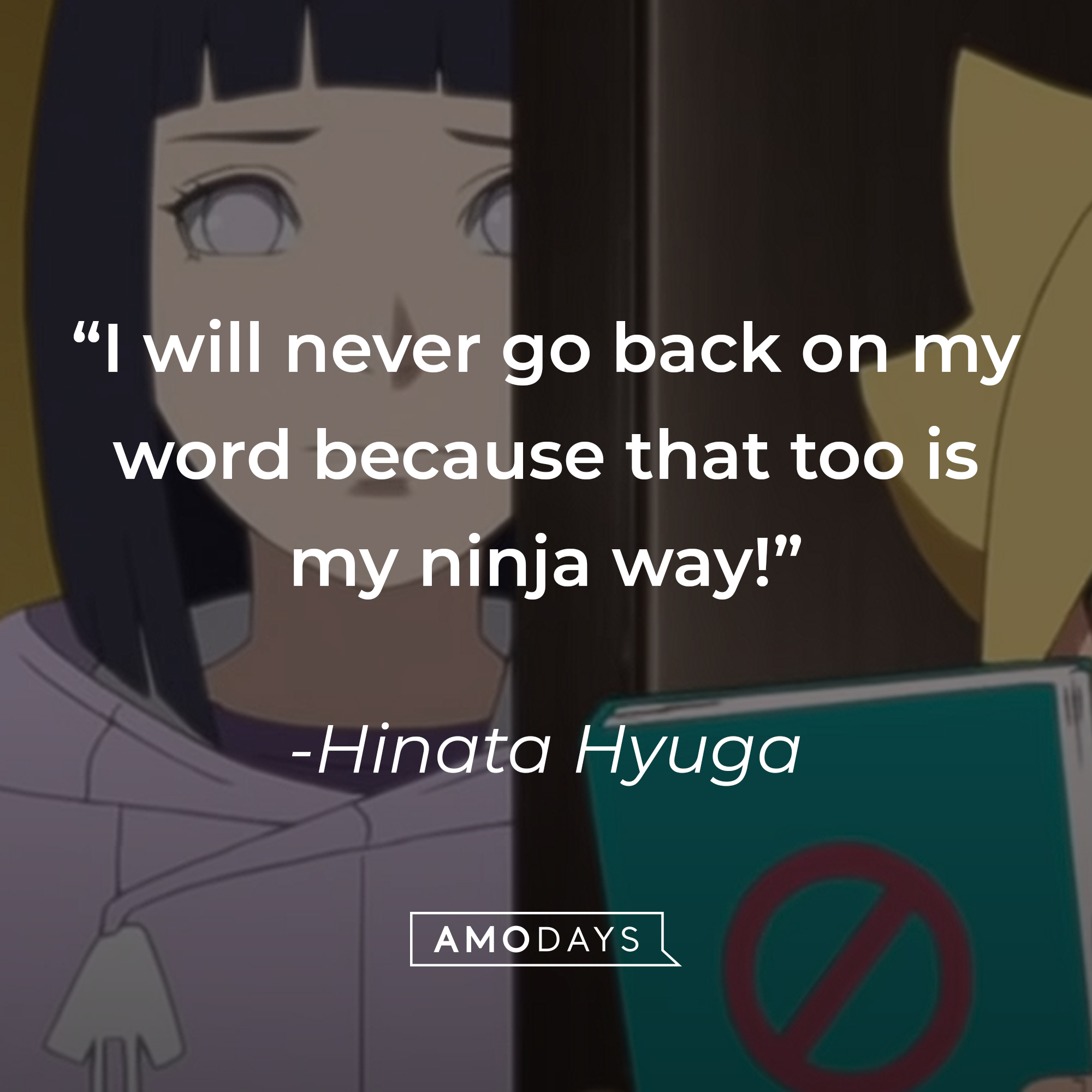Hinata Hyuga with her quote: “I will never go back on my word because that too is my ninja way!” | Source: youtube.com/CrunchyrollCollection