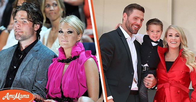 Mike Fisher and Carrie Underwood at the CMT Music Awards on June 9, 2010, in Nashville, Tennessee, and the couple with Isaiah Fisher at the Underwood Star Ceremony on the Hollywood Walk of Fame on September 20, 2018, in Los Angeles, California. | Source: Kevin Mazur/WireImage/Getty Images & Shutterstock/Kathy Hutchins