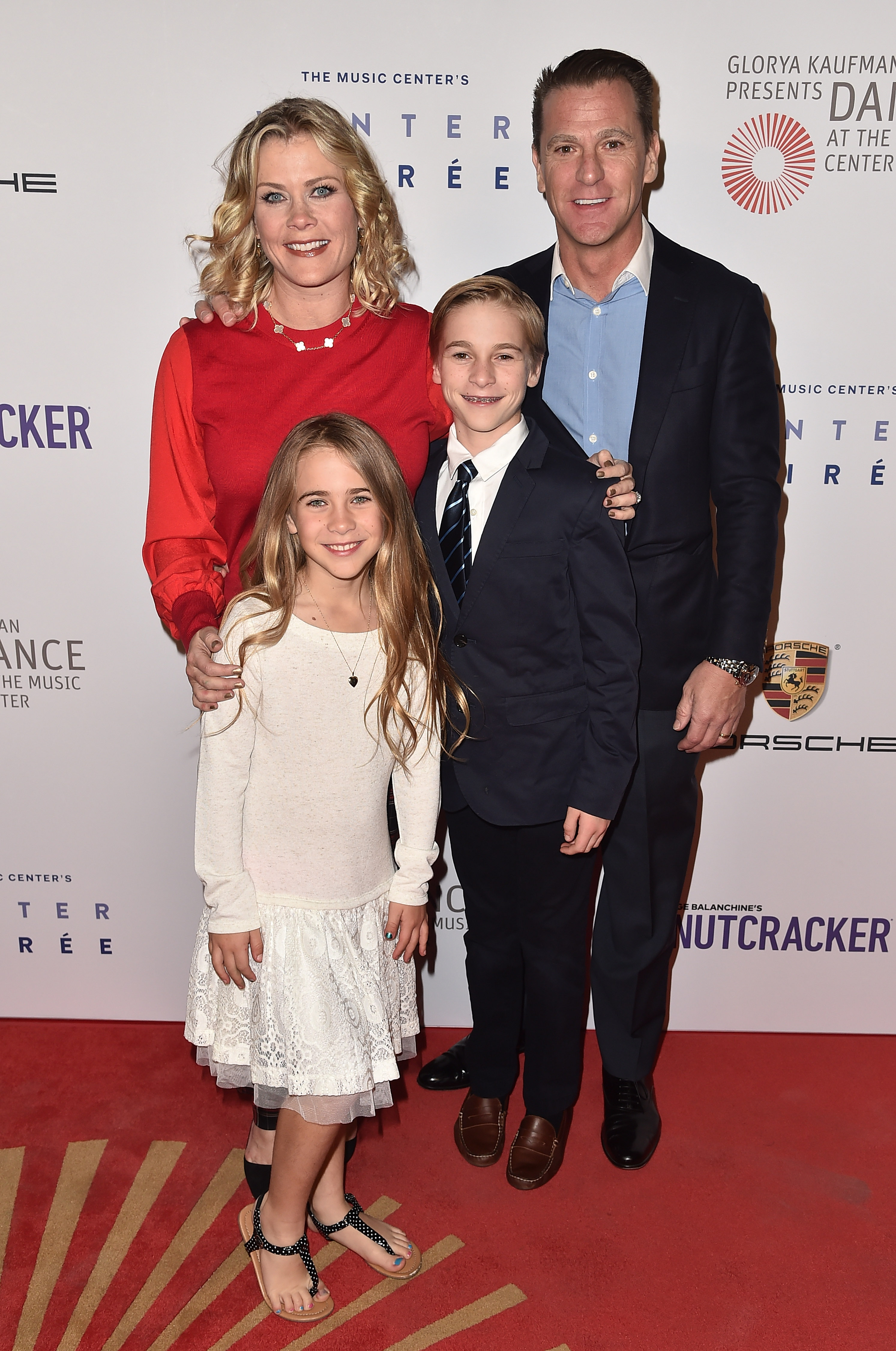 Alison Sweeney and David Sanov with their children Benjamin and Megan at The Dorothy Chandler Pavillion on December 7, 2017, in Los Angeles, California | Source: Getty Images