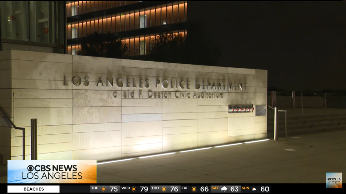 LAPD headquarters pictured amid the Celeste Rivas Hernandez murder investigation, from a video posted on November 25, 2025 | Source: YouTube/CBSLA