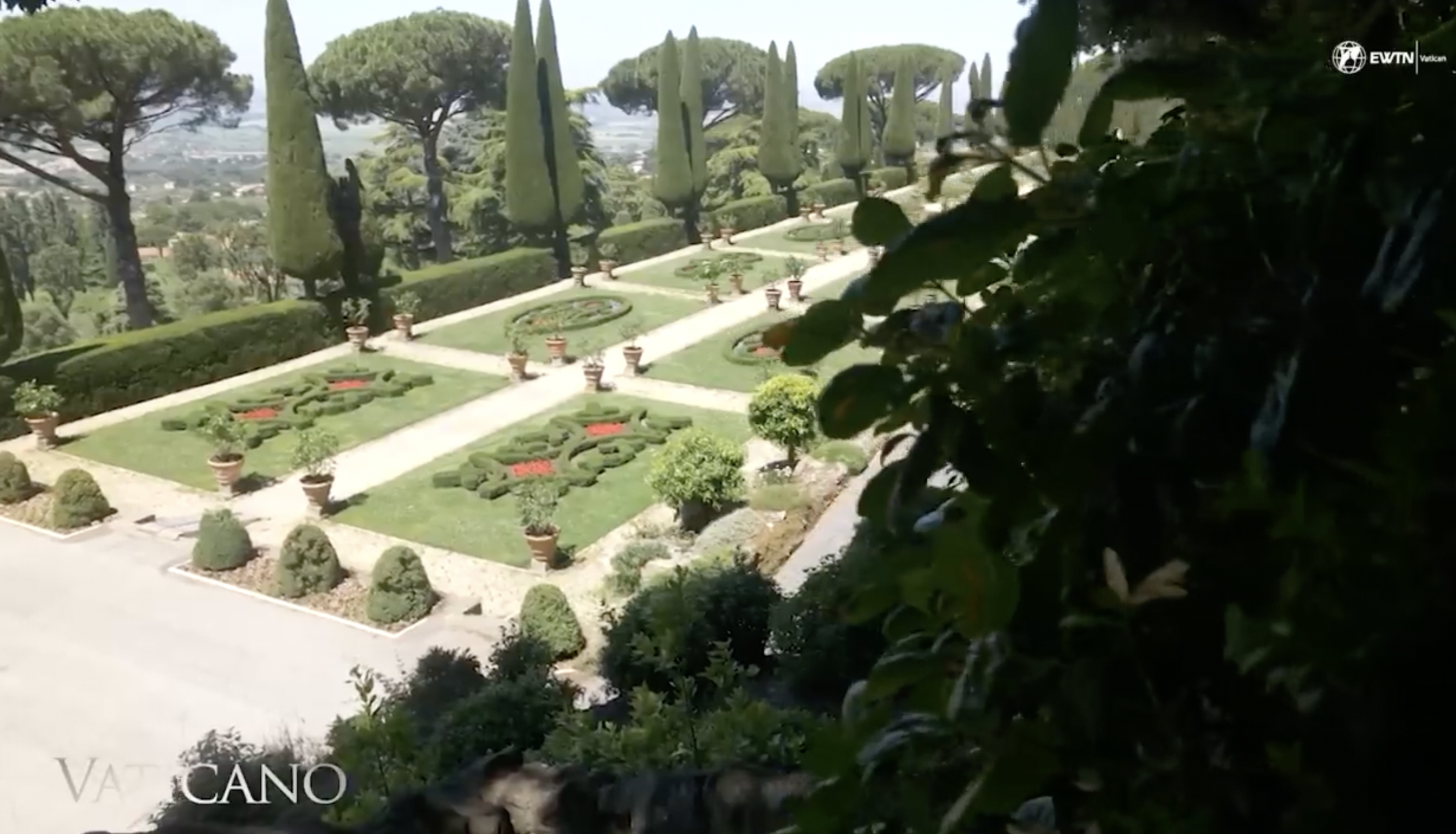 Gardens of Villa Barberini pictured in Castel Gandolfo, dated July 2025 | Source: YouTube/EWTN