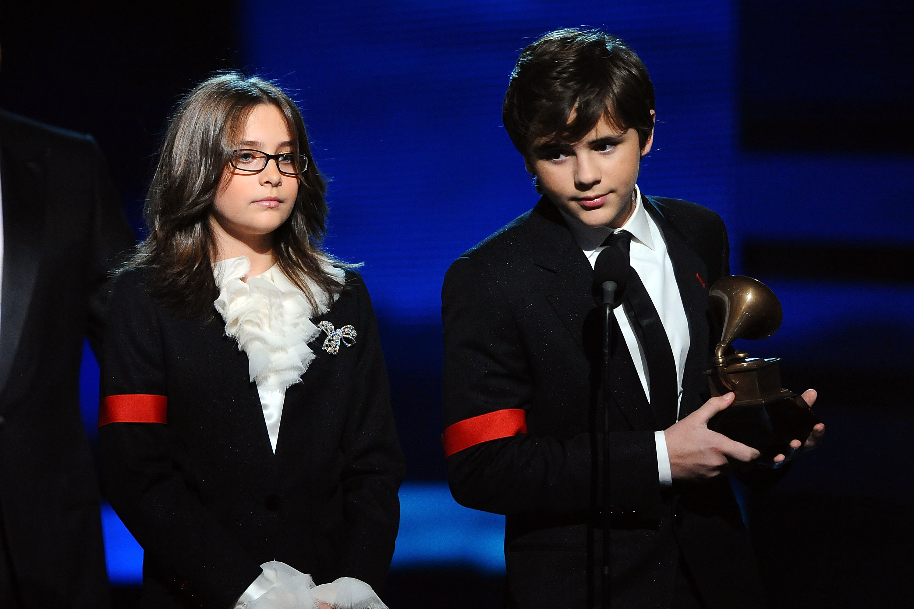 Paris Katherine Jackson and her brother Prince Michael Jackson appear onstage at the 52nd Annual GRAMMY Awards at the Staples Center in Los Angeles on January 31, 2010. The siblings accepted a posthumous Lifetime Achievement Award on behalf of their late father, Michael Jackson, in a moment that moved audiences around the world.