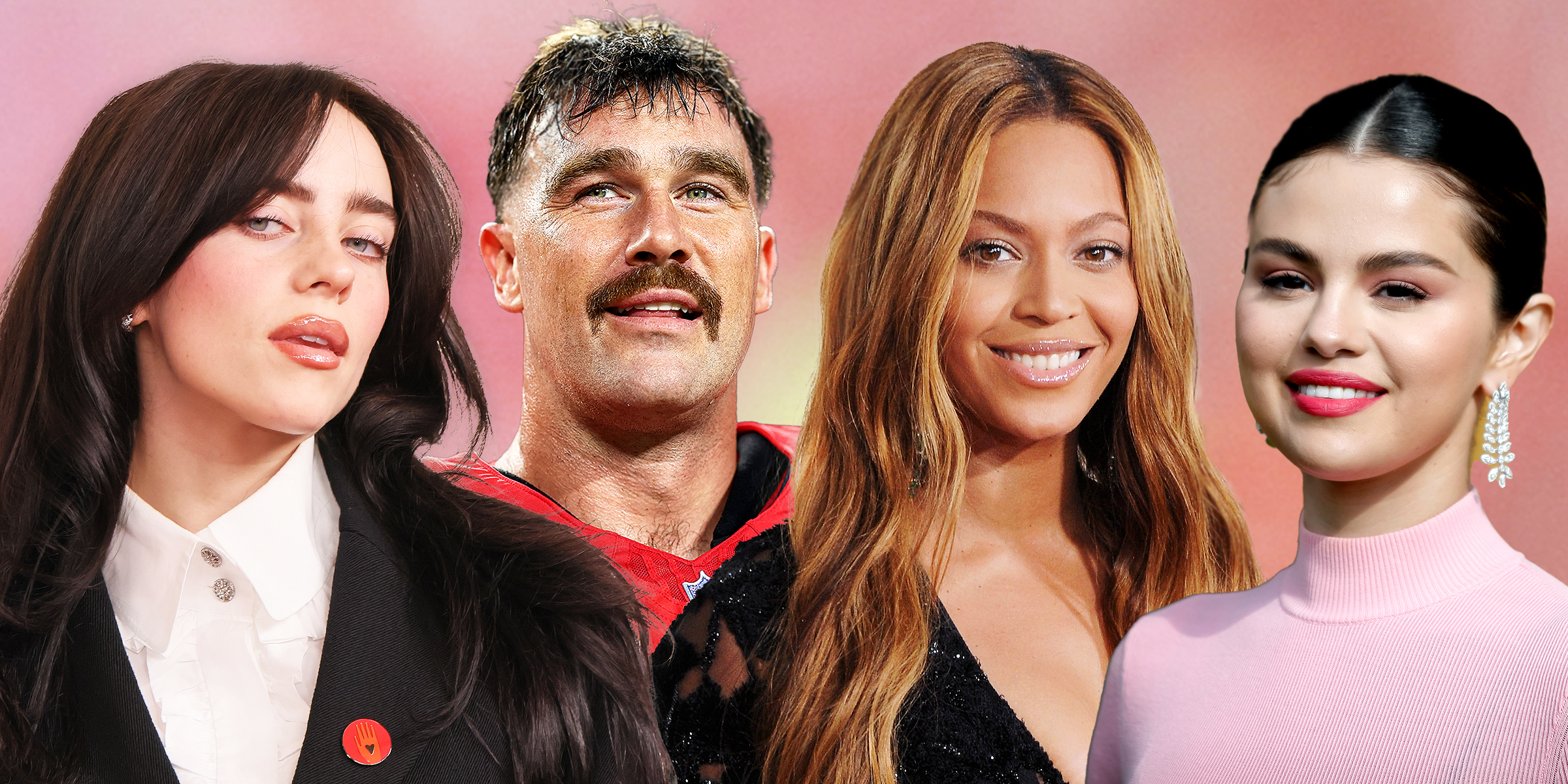 Billie Eilish | Travis Kelce | Beyonce Knowles | Selena Gomez | Source: Getty Images