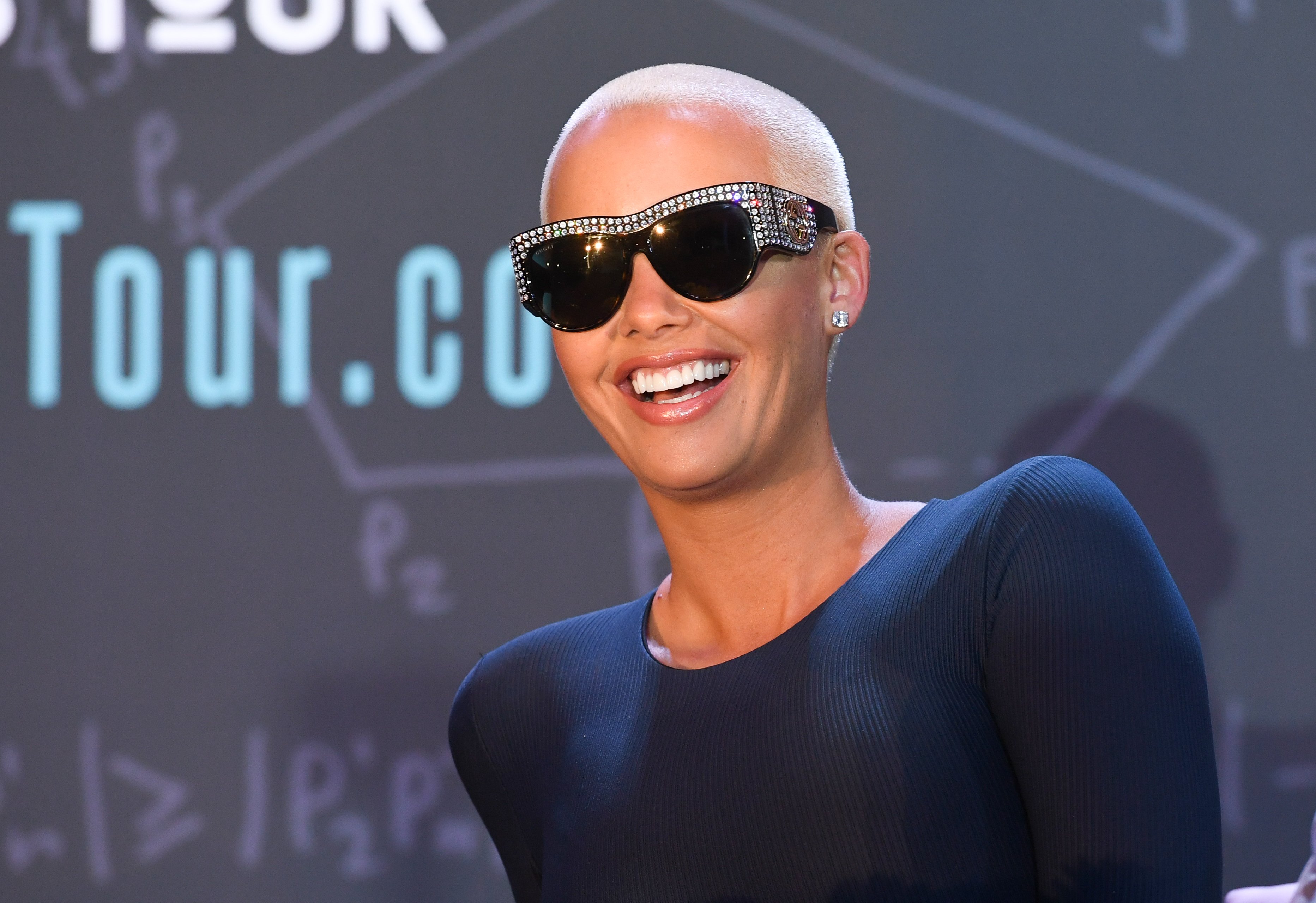 Amber Rose during an appearance at Clark Atlanta University on April 20, 2017 in Atlanta, Georgia. |...<div class=