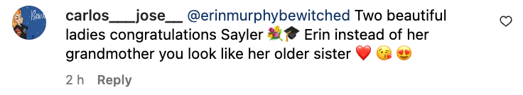 A fan's comment on Erin Murphy's post with her granddaughter, Sayler, on June 29, 2023. | Source: Instagram/erinmurphybewitched