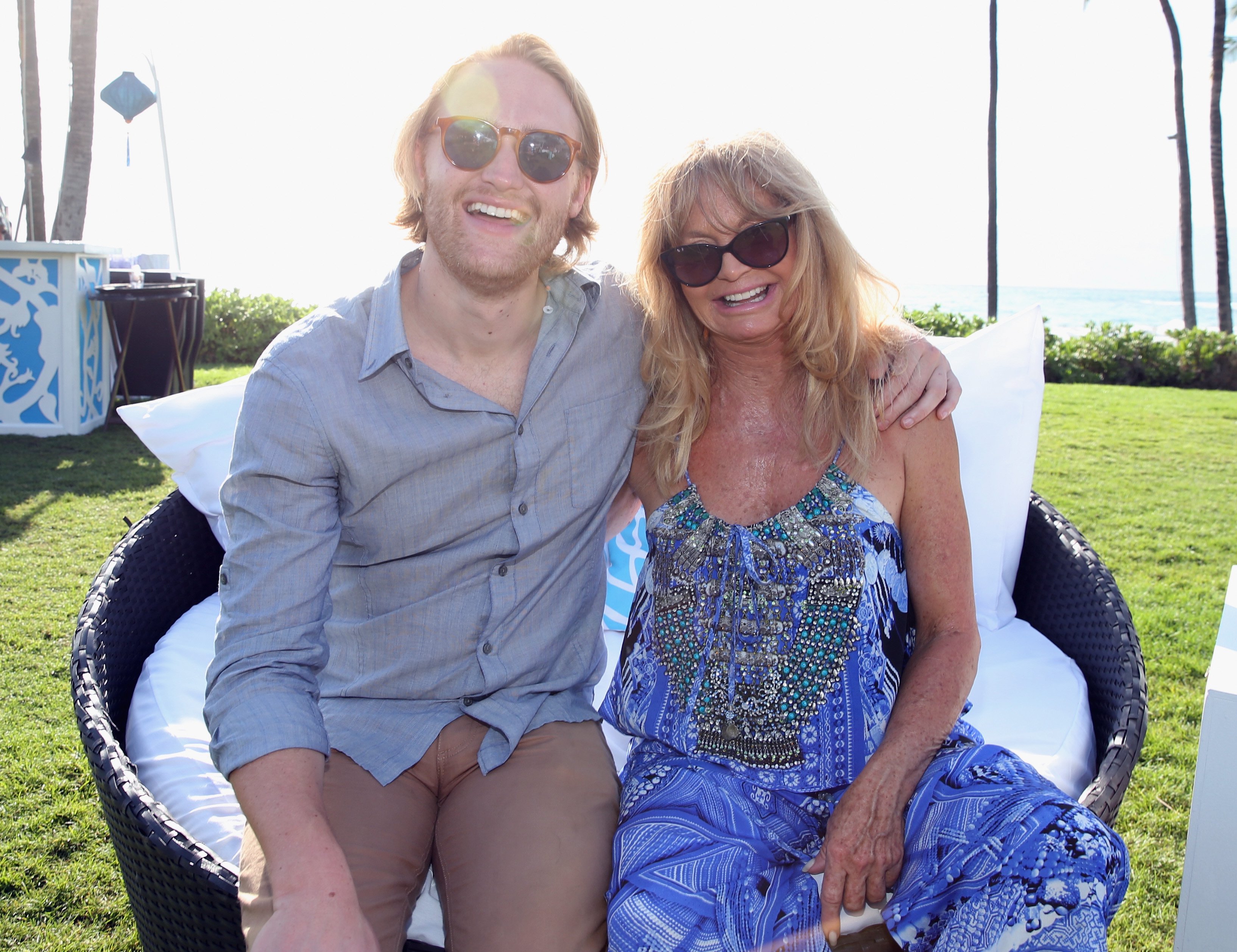 Wyatt Russell, recipient of the 2016 Maui Film Festival Rising Star Award in Wailea, and actress Goldie Hawn attend Maui Film Festival's Taste of Summer Opening Night Celebration at Grand Wailea on June 15, 2016 in Wailea, Hawaii | Source: Getty Images 