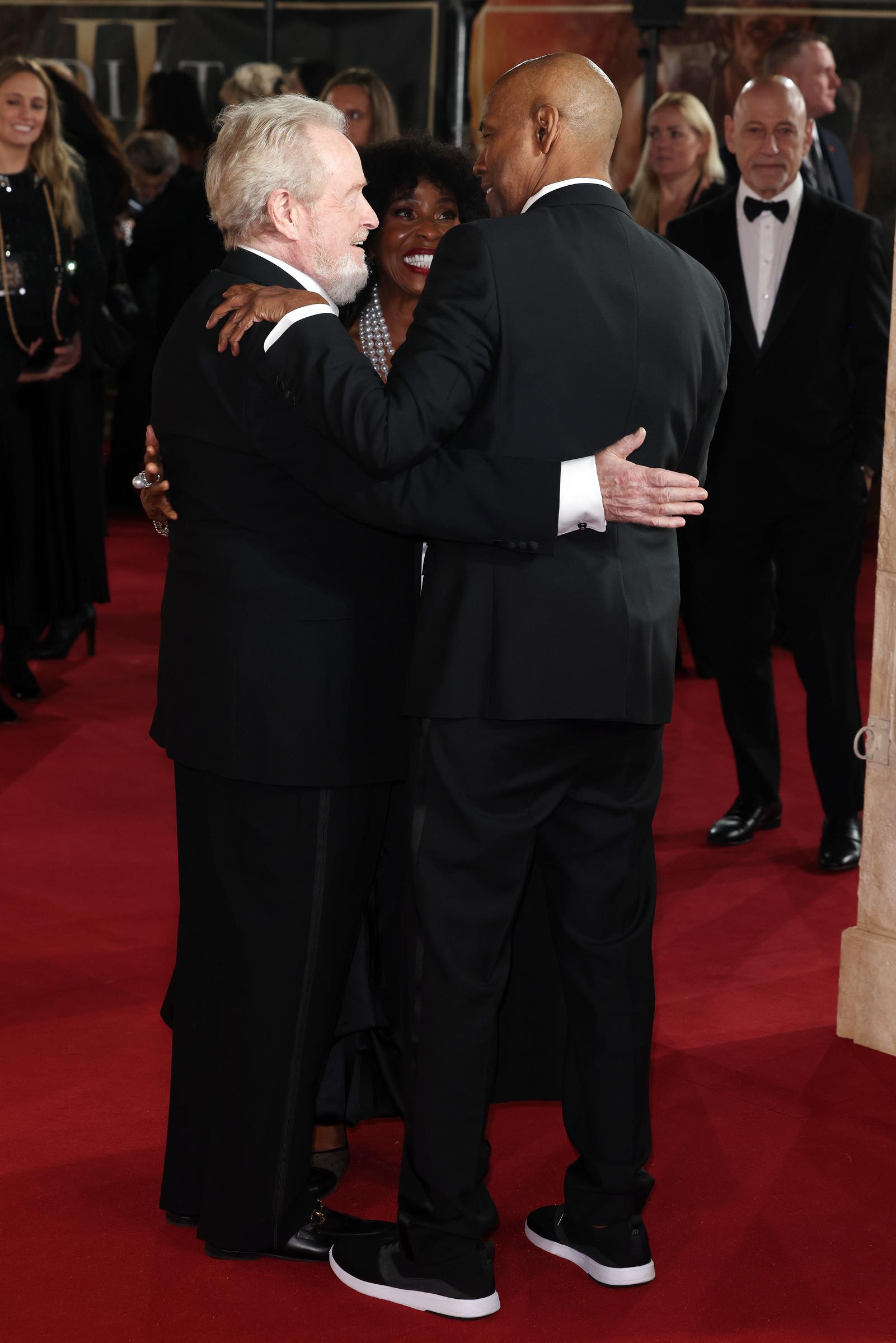 Sir Ridley Scott and Denzel Washington at Leicester Square in London, England, on November 13, 2024 | Source: Getty Images