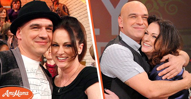 (L) Business partners chef Michael Symon and his wife Liz Shanahan on "The Chew" cooking show on February 17, 2012. (R) Michael Symon and Liz Shanahan pictured in an embrace during Season One's "The Chew" on December 15, 2011. / Source: Getty Images