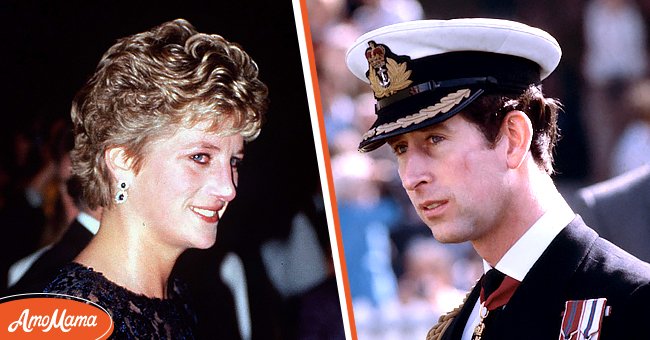 Diana, Prinzessin von Wales, am Leicester Square am 1. November 1993 [links]; Prinz Charles in April 1981 in Australien [rechts]. | Quelle: Getty Images