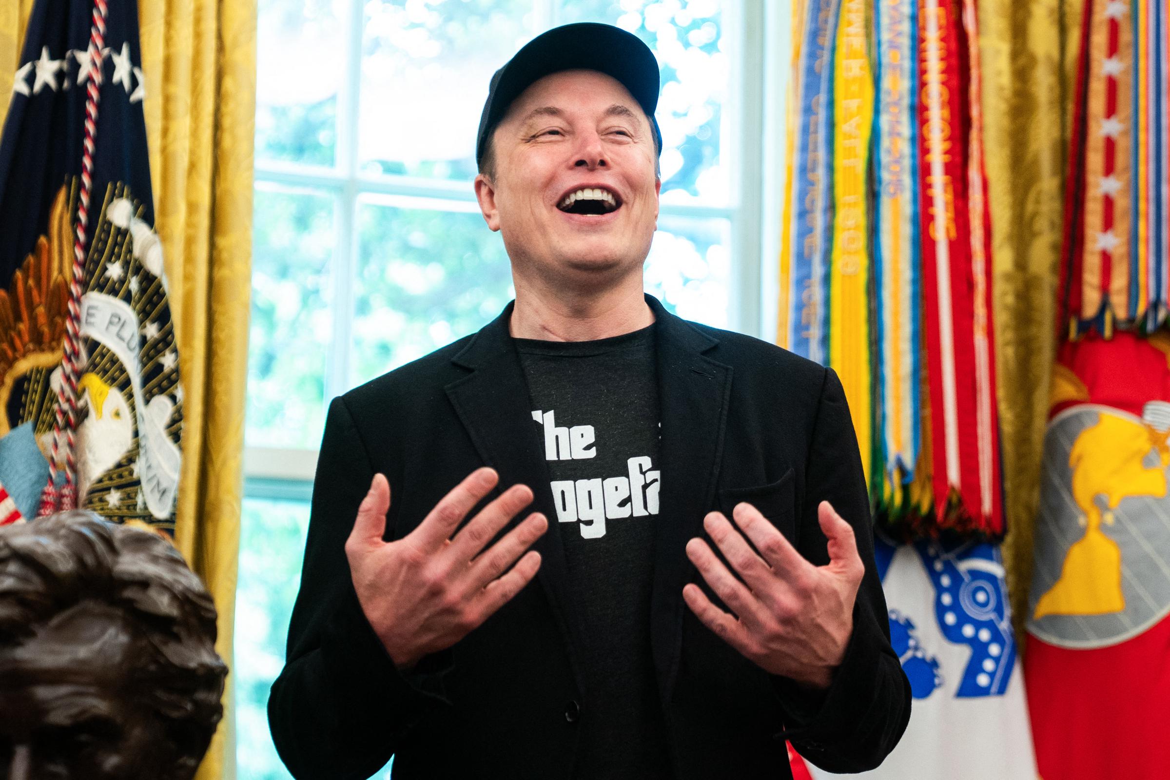 Musk was speaking during the news conference, when a reporter took note of his curious black eye, sparking speculation about its origin.