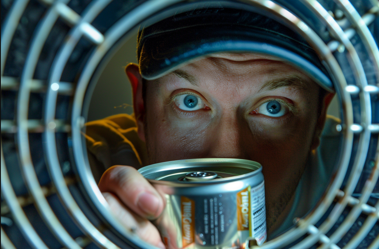 A man hiding tuna in an AC vent | Source: MidJourney