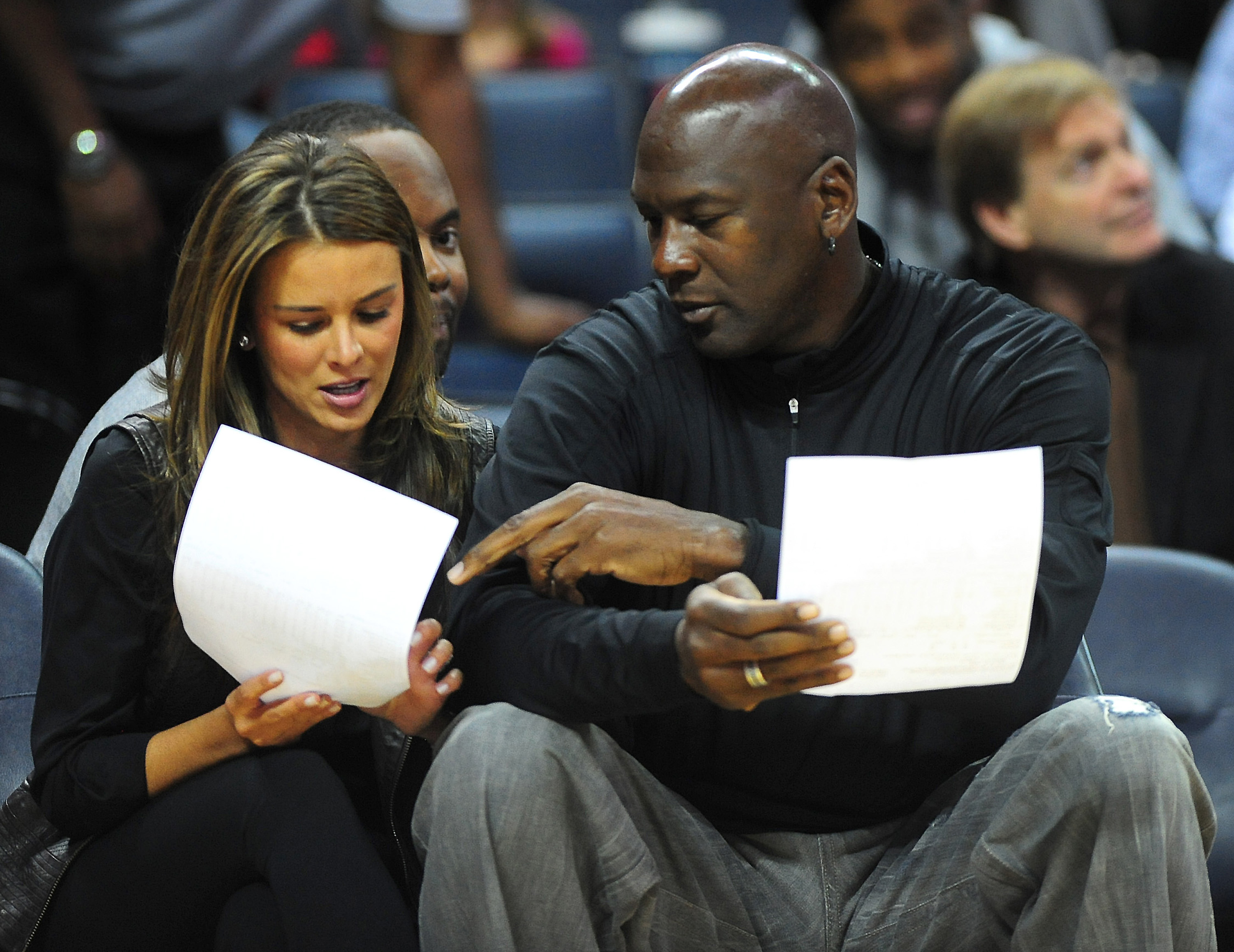 Michael Jordan and Yvette Prieto during a game on January 16, 2012 in Charlotte, North Carolina | Source: Getty Images
