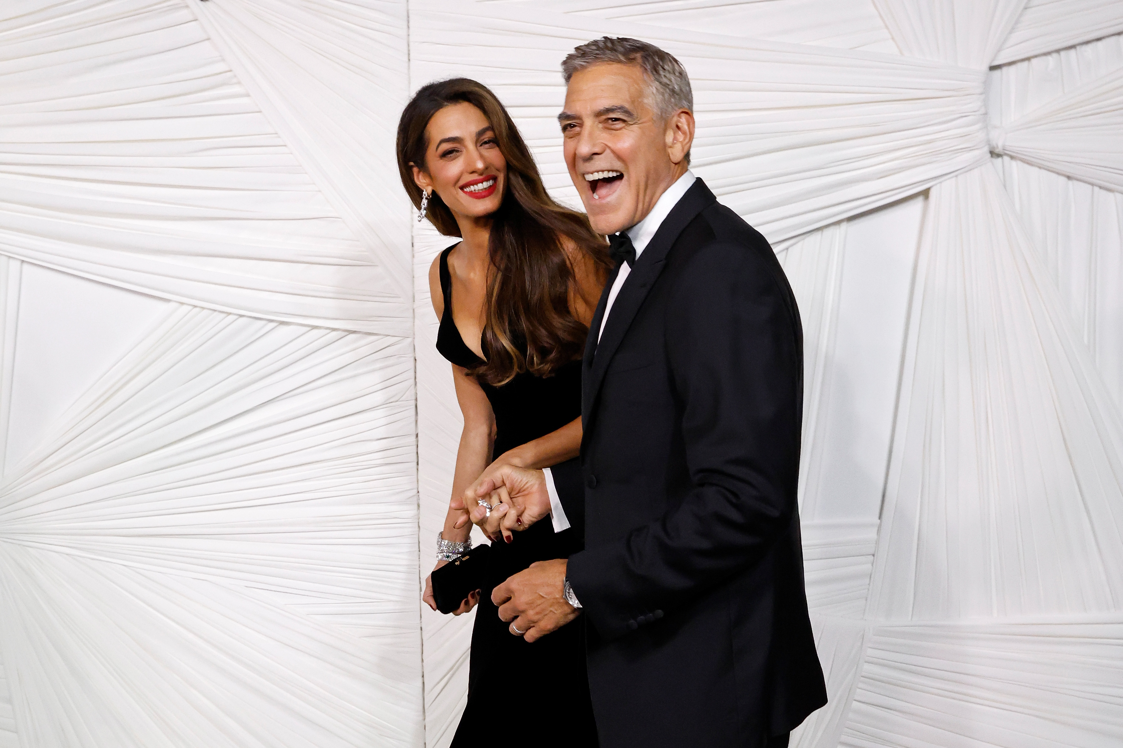 Amal and George Clooney arrive for "The Albies" hosted by the Clooney Foundation for Justice at the New York Public Library in New York, on September 26, 2024 | Source: Getty Images