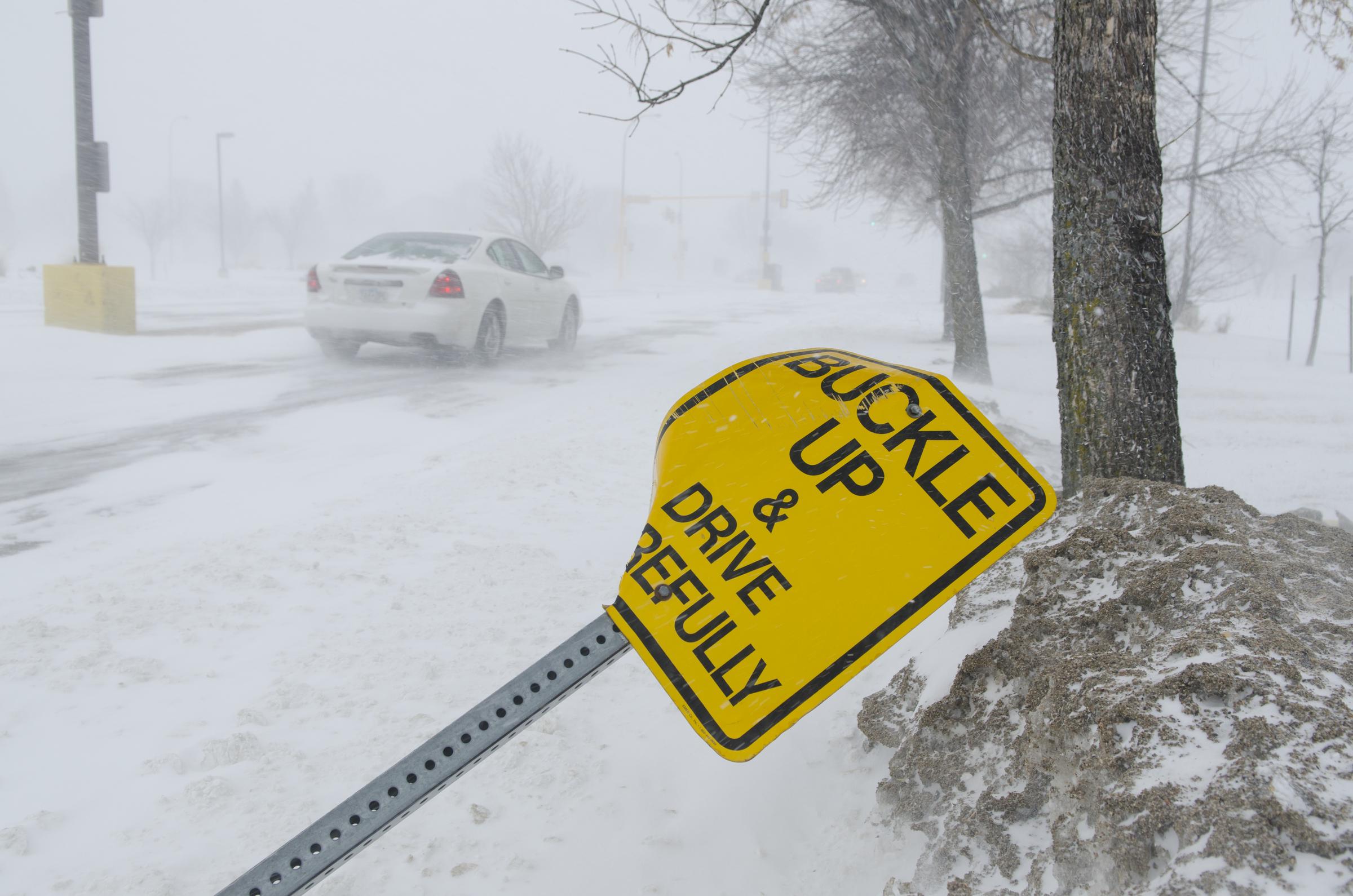 Winter storm road hazard conditions in Grand Forks, North Dakota, in March 2014 | Source: Getty Images