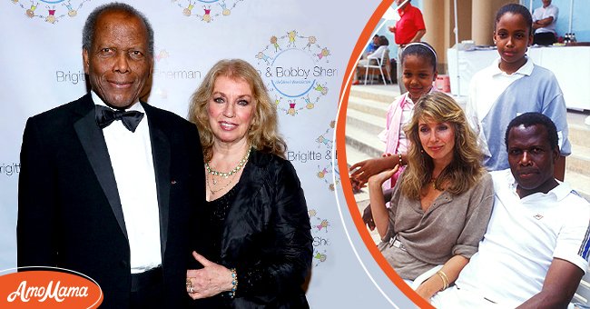  Sidney Poitier, Joanna Shimkus ,and their daughters during the Monte-Carlo ATP Masters Series Tournament tennis match. | Source: Getty Images 