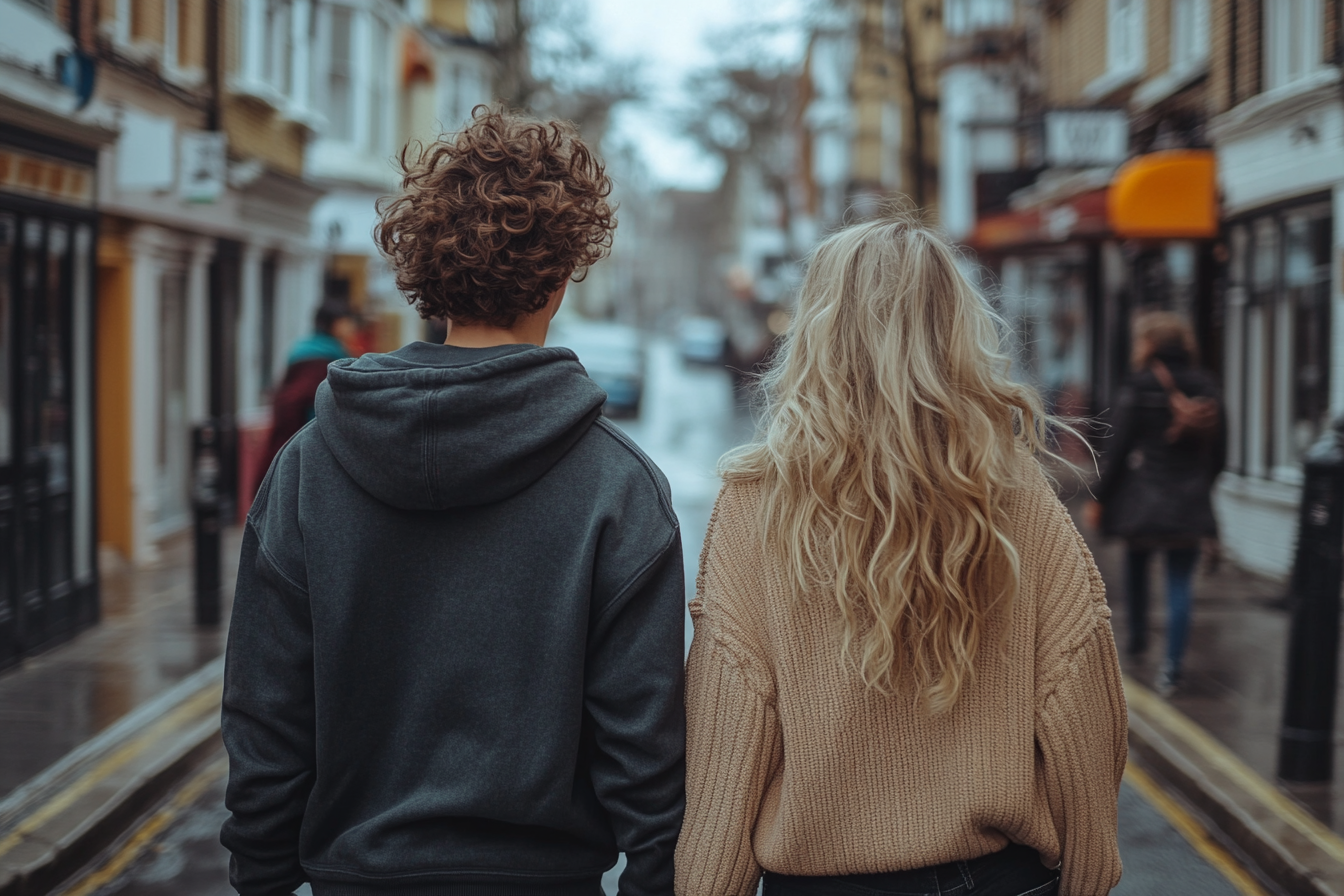 A young couple walking together | Source: Midjourney