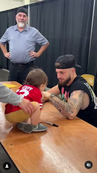 Ricky Pearsall and a baby boy. | Source: Instagram/49ers_tailgate and empiresportsusa1