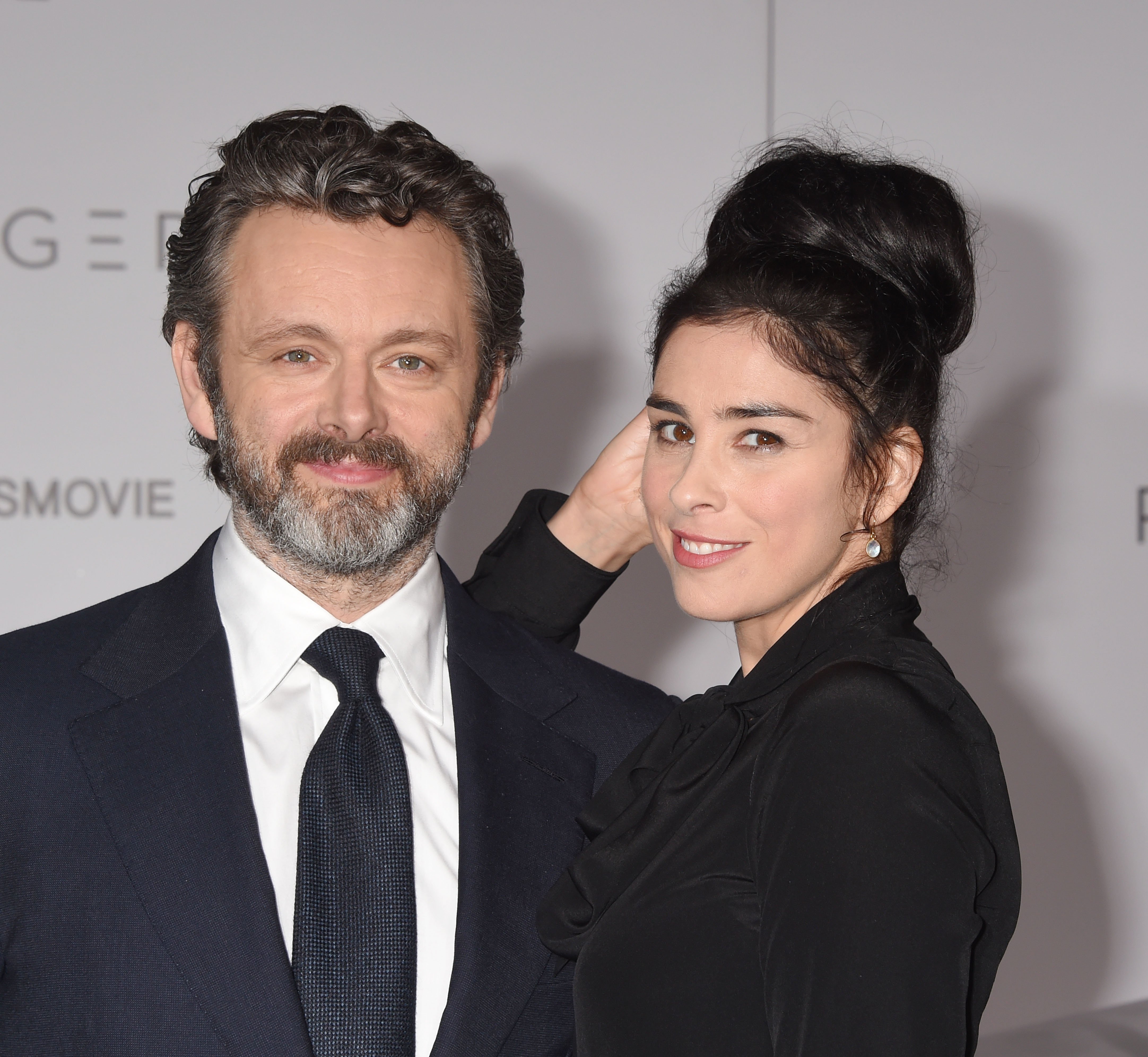 Michael Sheen and Sarah Silverman at the Columbia Pictures'"Passengers" premiere on December 14, 2016, in Westwood, California. | Source: Getty Images