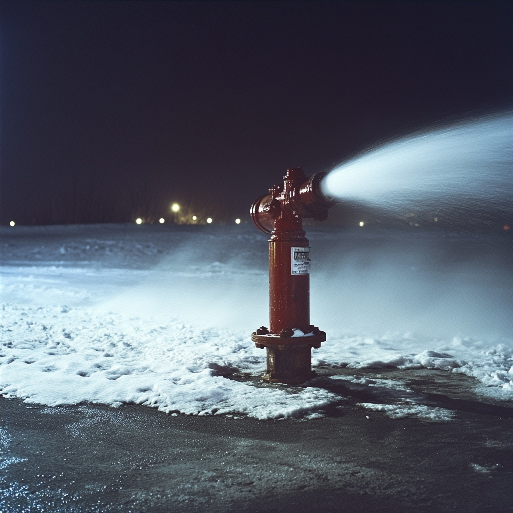 Water spraying from a damaged fire hydrant | Source: Midjourney